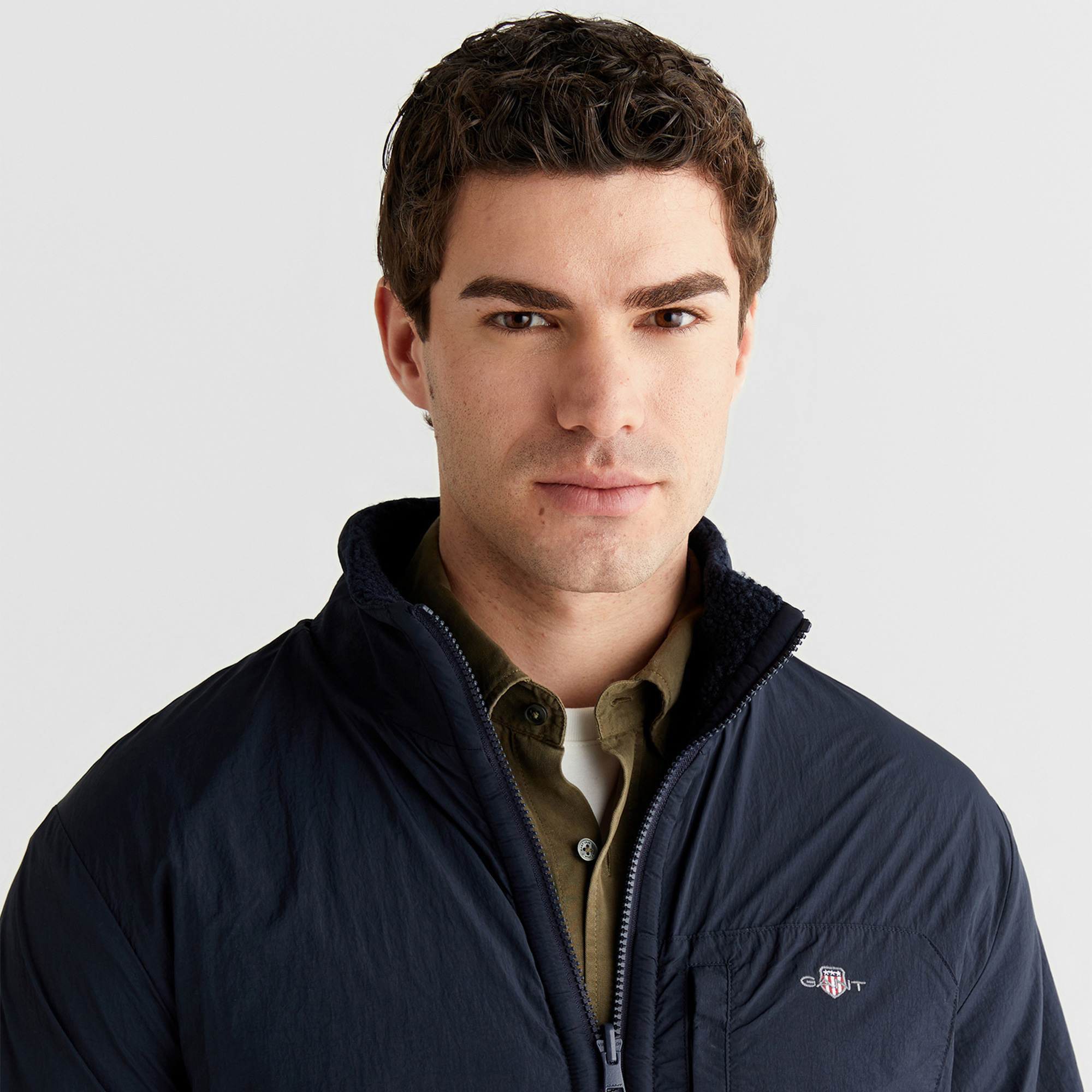 GANT Erkek Lacivert Fermuarlı Çift Taraflı Polar Sweatshirt