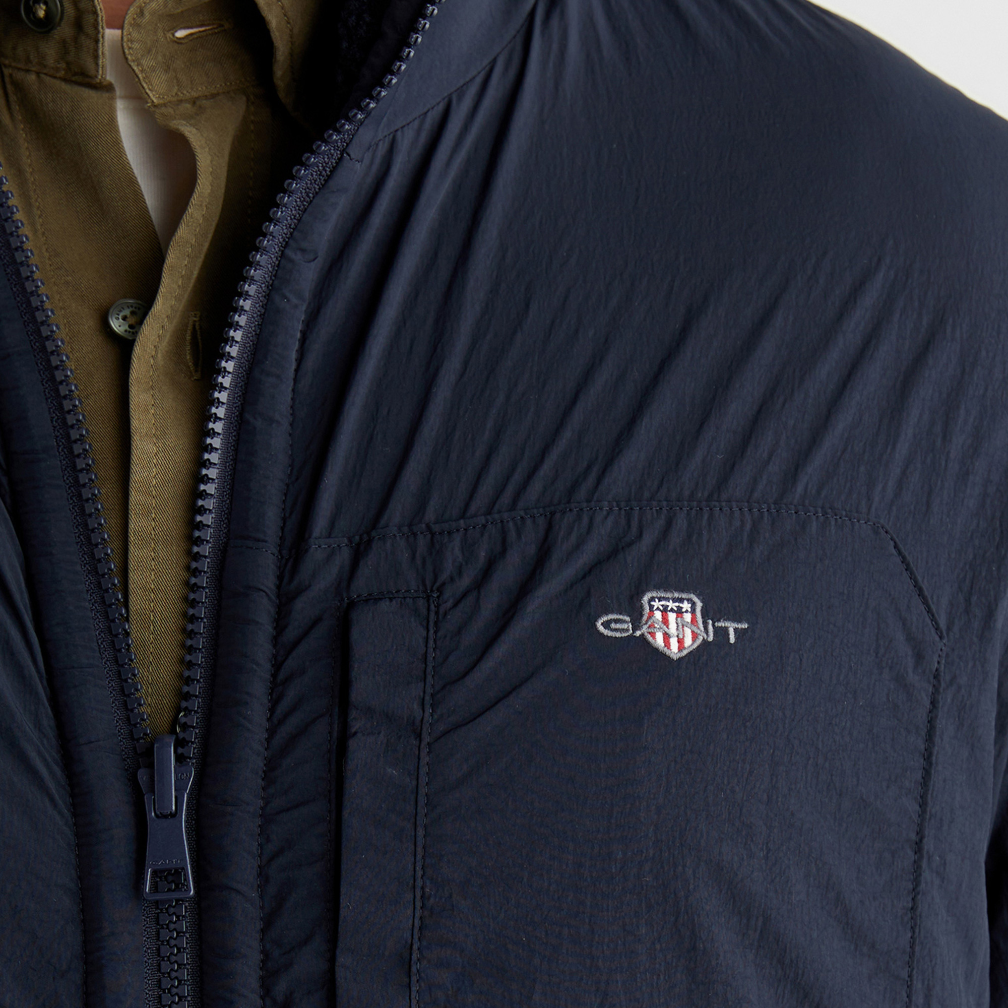 GANT Erkek Lacivert Fermuarlı Çift Taraflı Polar Sweatshirt