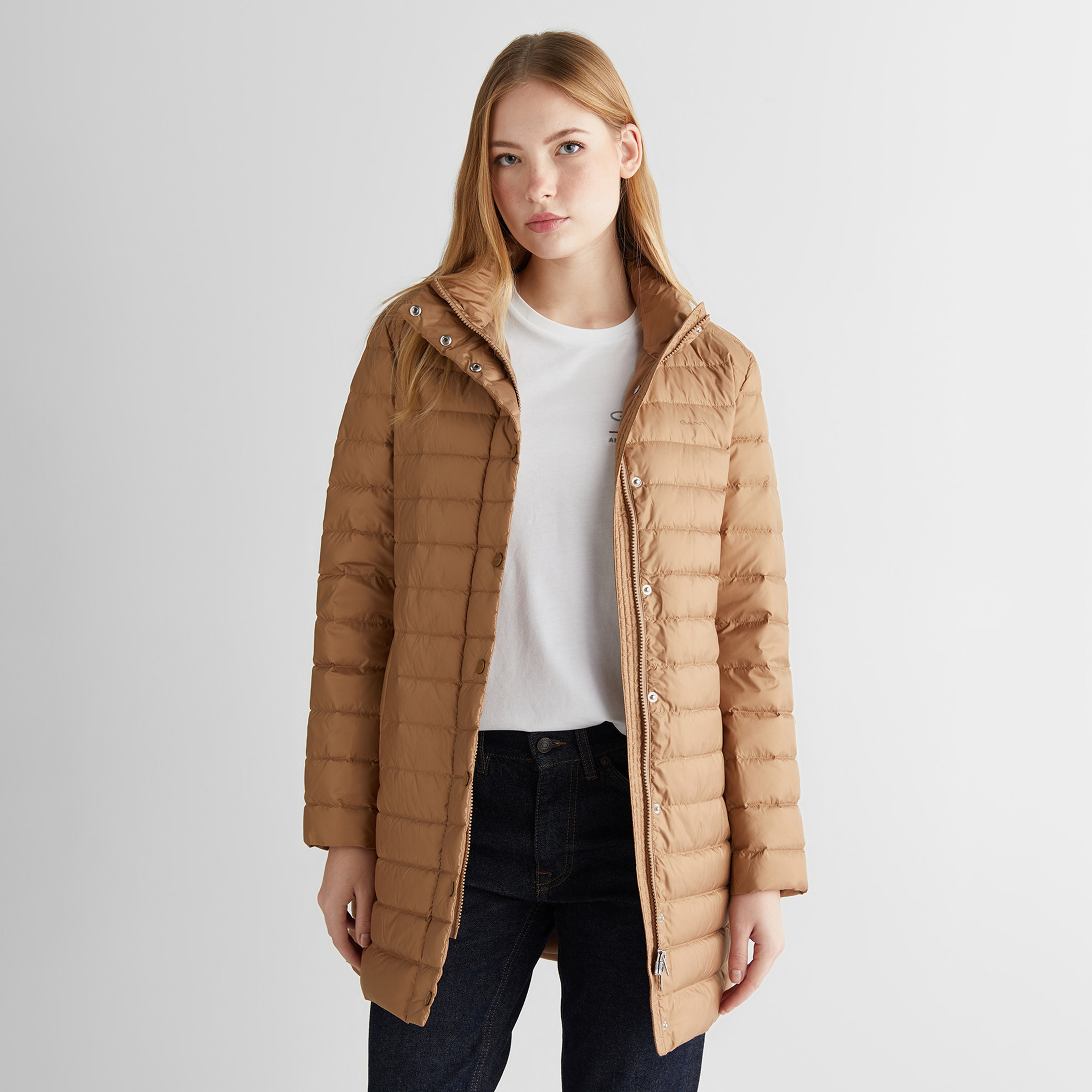 GANT Kadın Bej Regular Fit Fermuarlı Mont