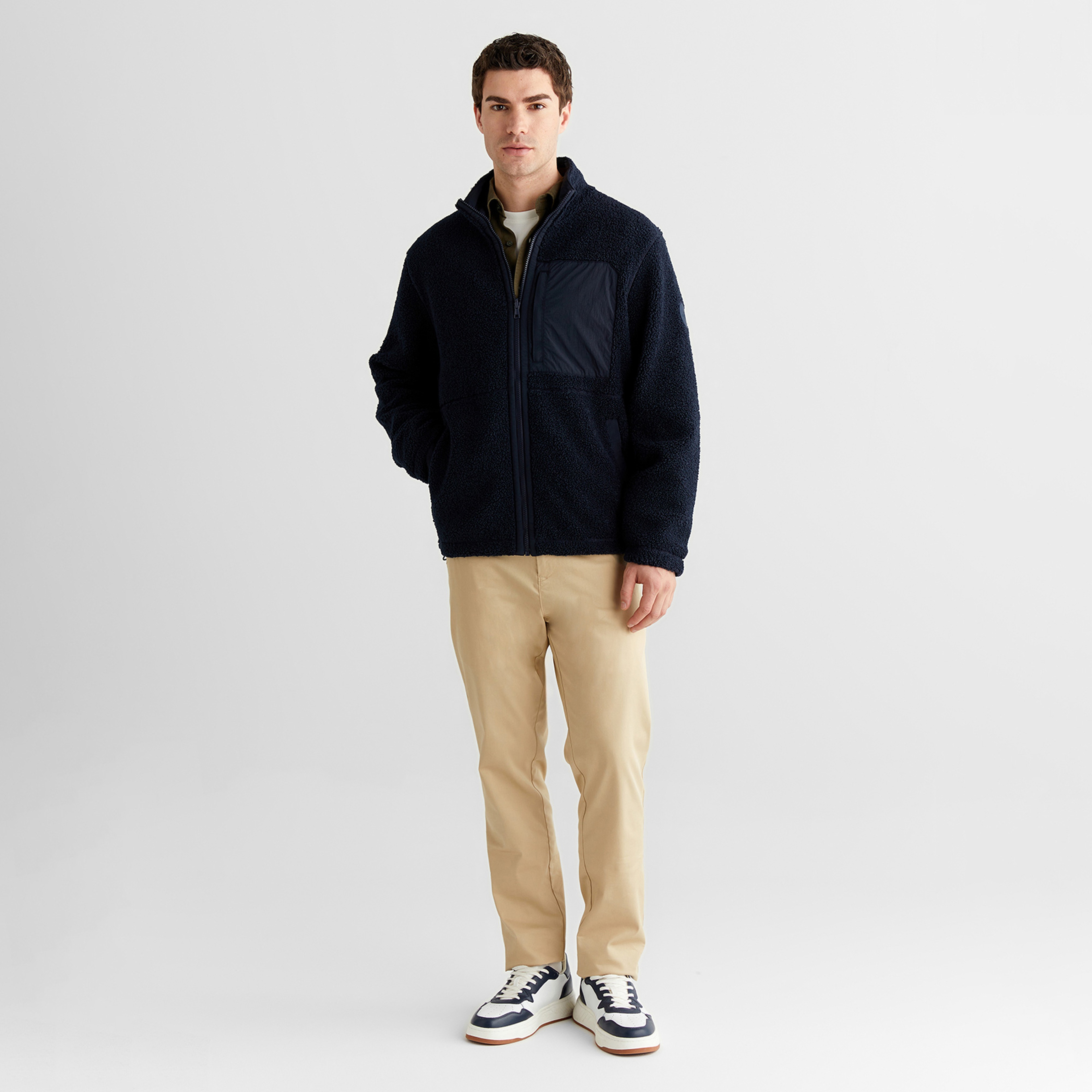 GANT Erkek Lacivert Fermuarlı Çift Taraflı Polar Sweatshirt