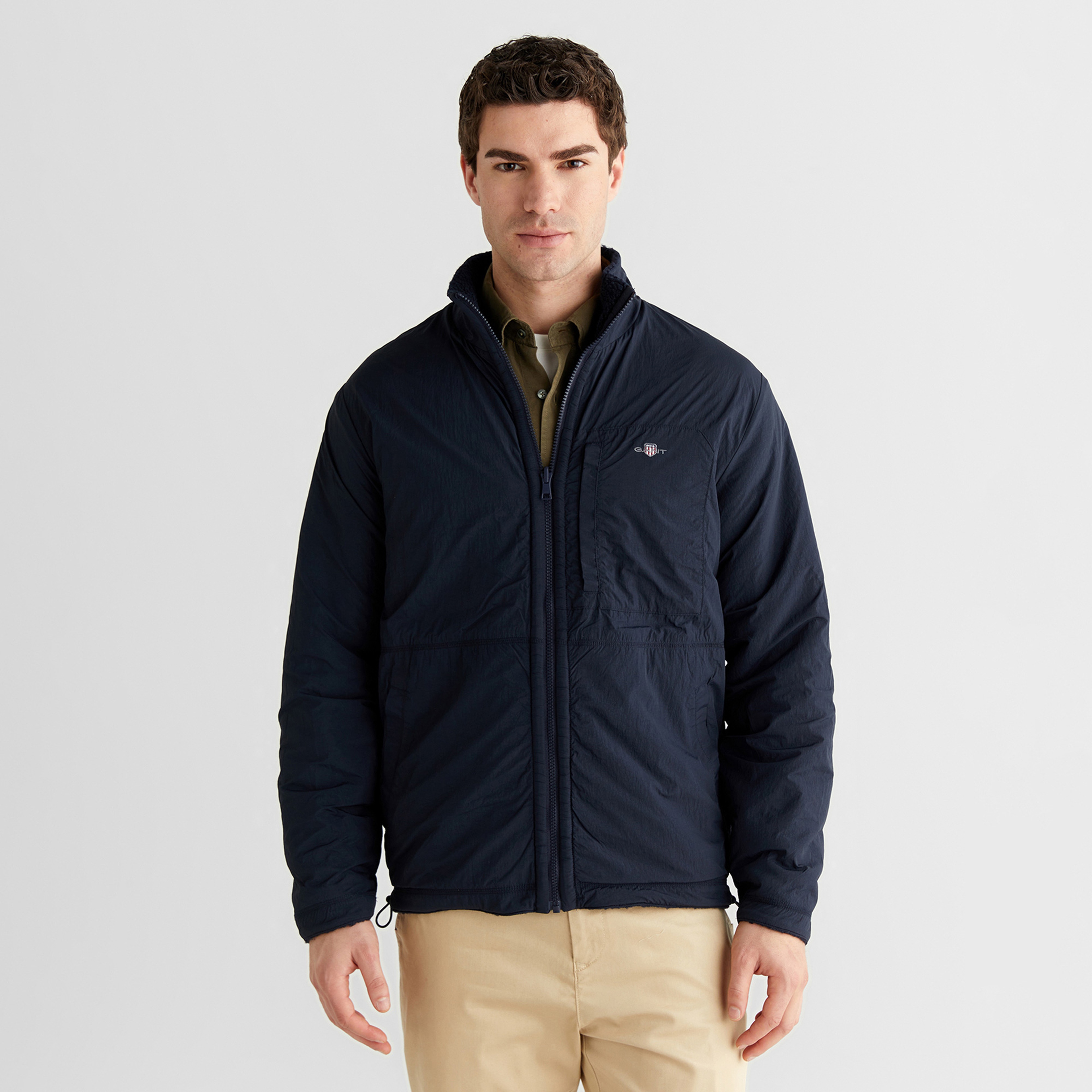 GANT Erkek Lacivert Fermuarlı Çift Taraflı Polar Sweatshirt