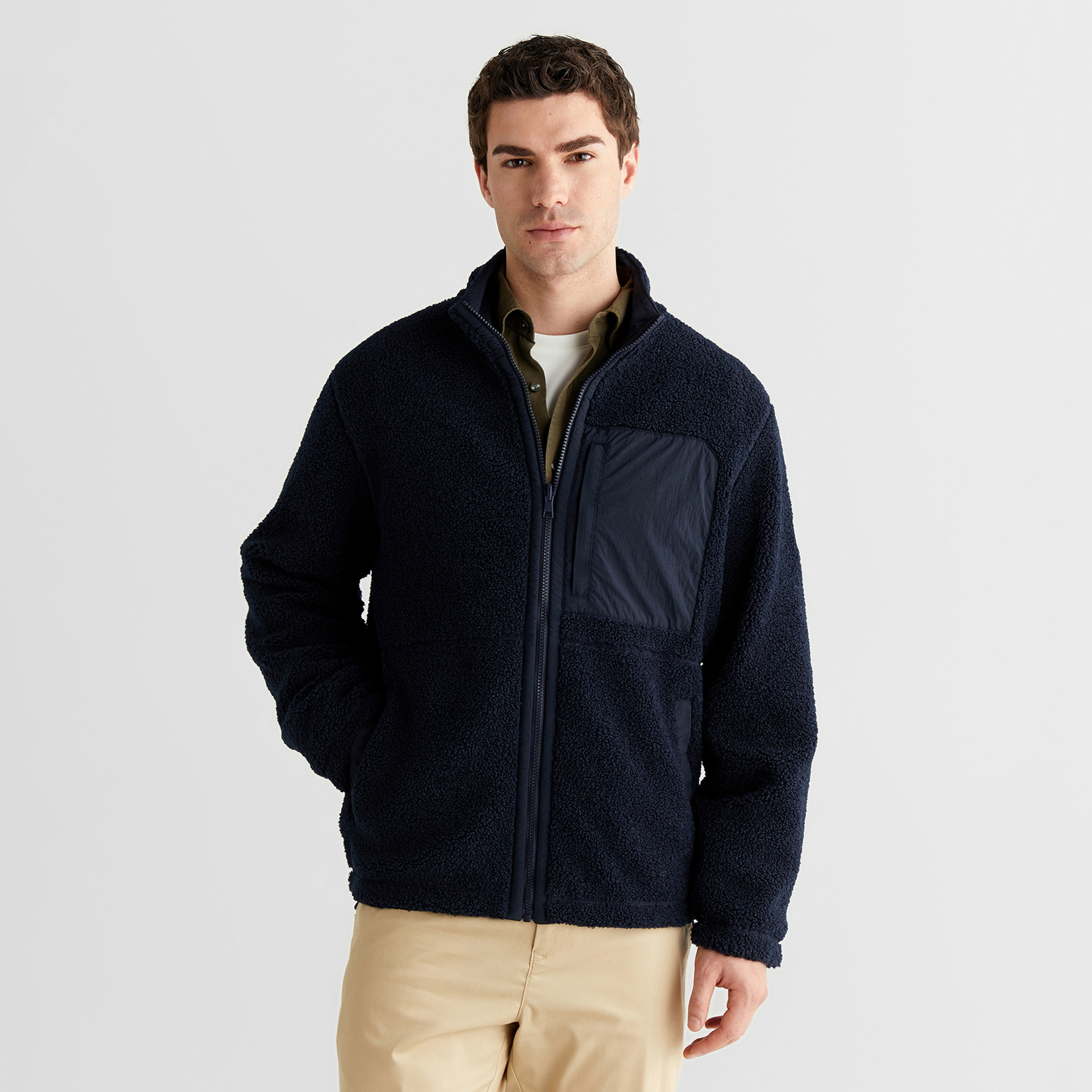 GANT Erkek Lacivert Fermuarlı Çift Taraflı Polar Sweatshirt