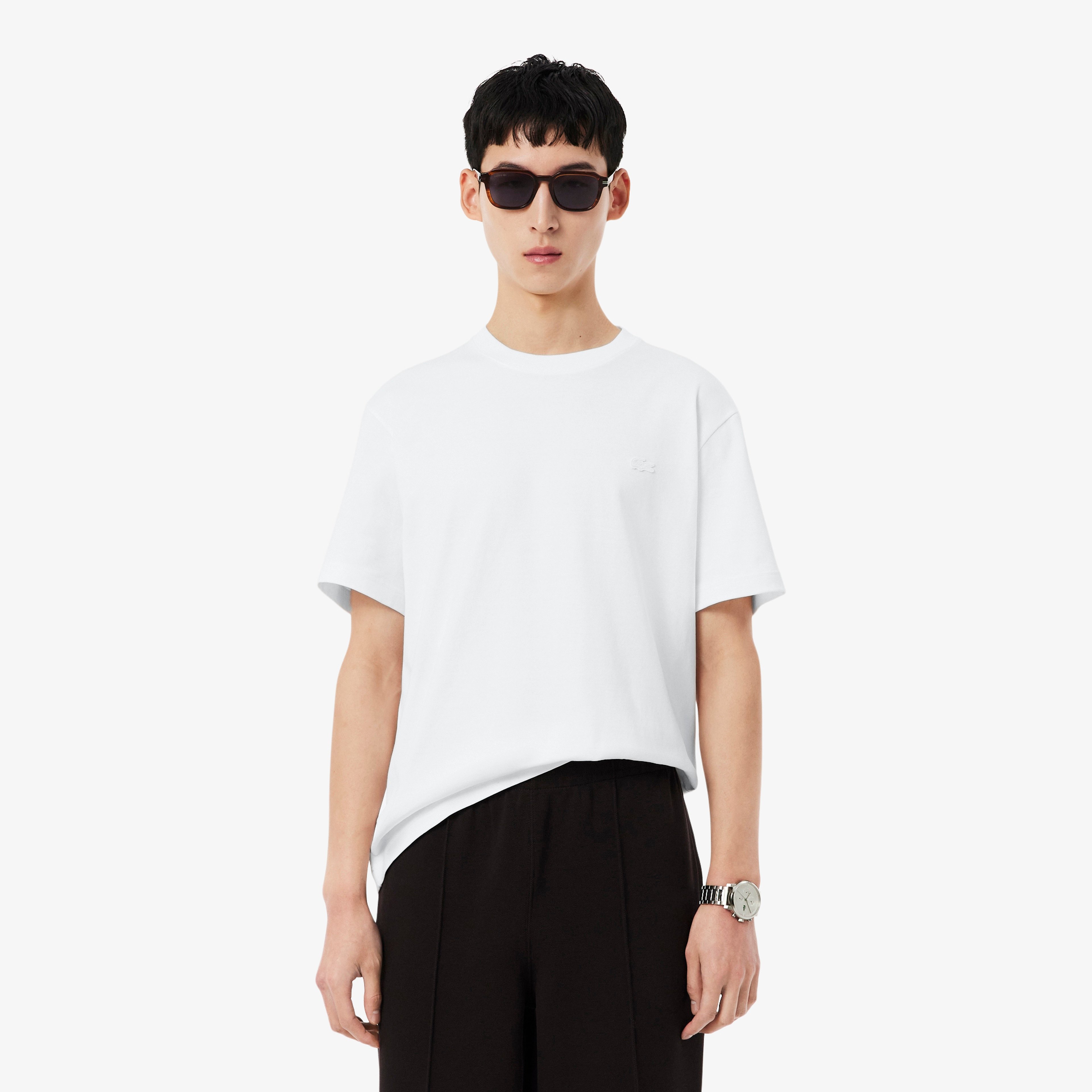 Erkek Classic Fit Bisiklet Yaka Baskılı Beyaz T-Shirt