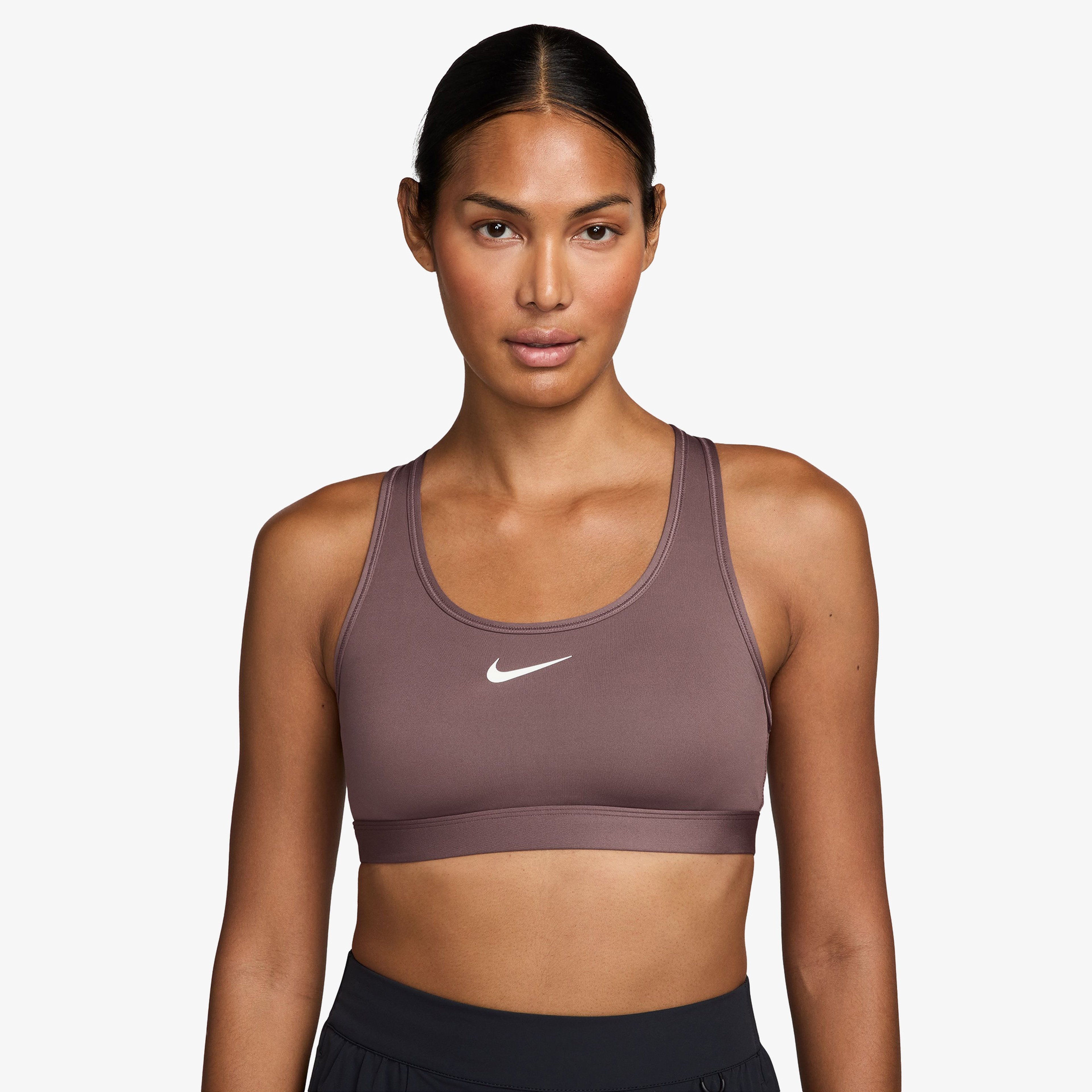 Nike Swsh Med Spt Kadın Mor Antrenman Bra