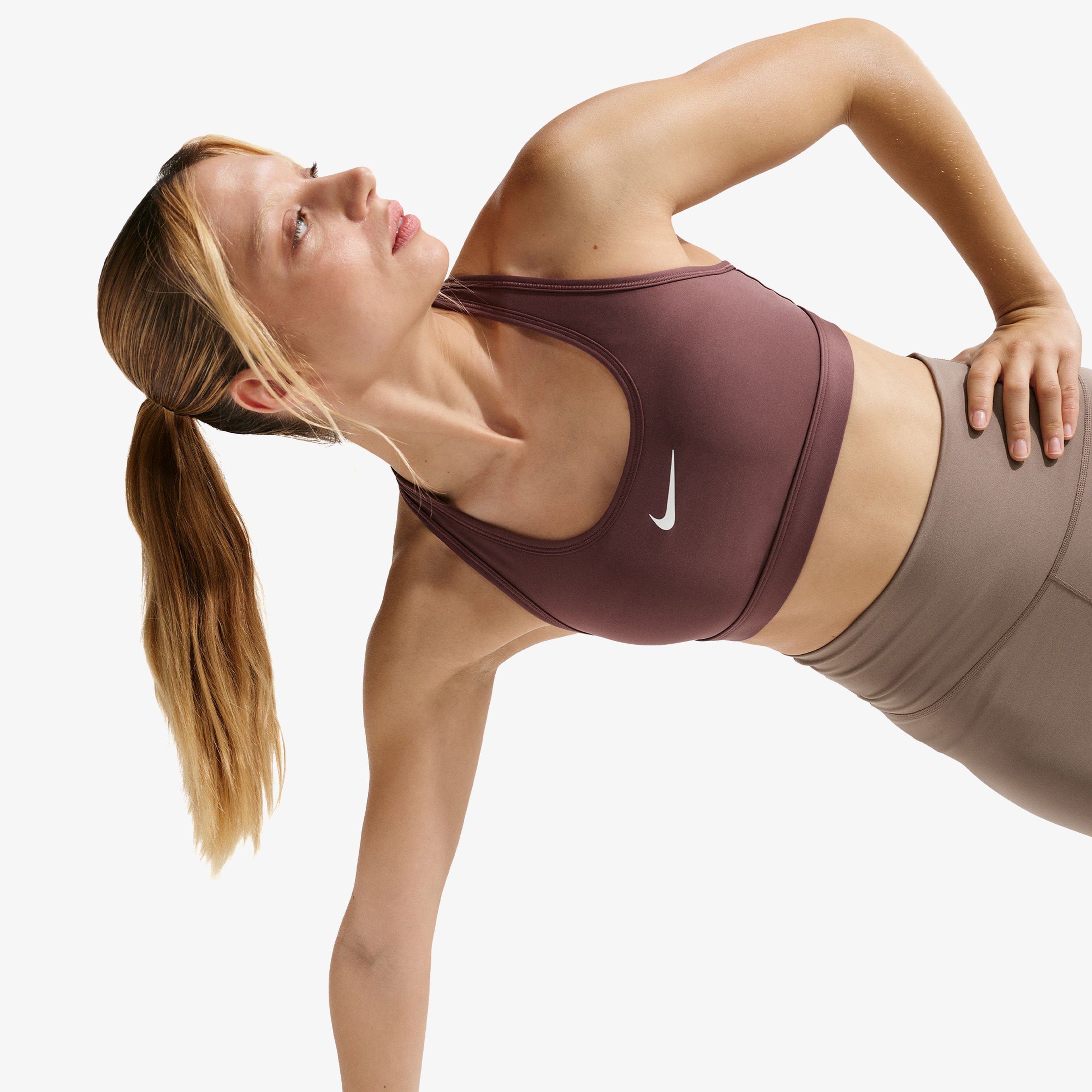 Nike Swsh Med Spt Kadın Mor Antrenman Bra
