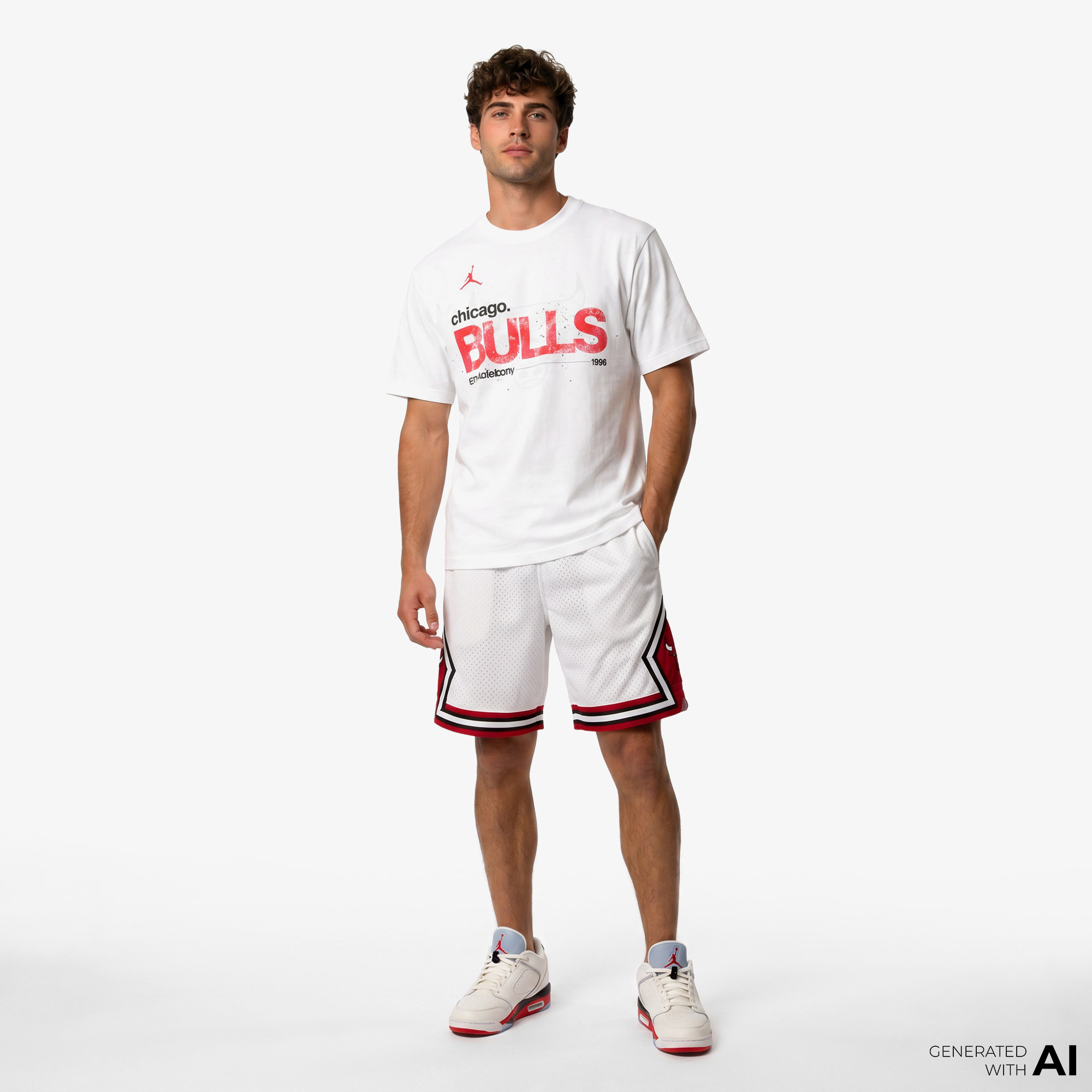 Jordan '85 NBA Statement  Chicago Bulls Courtside Erkek Beyaz T-Shirt