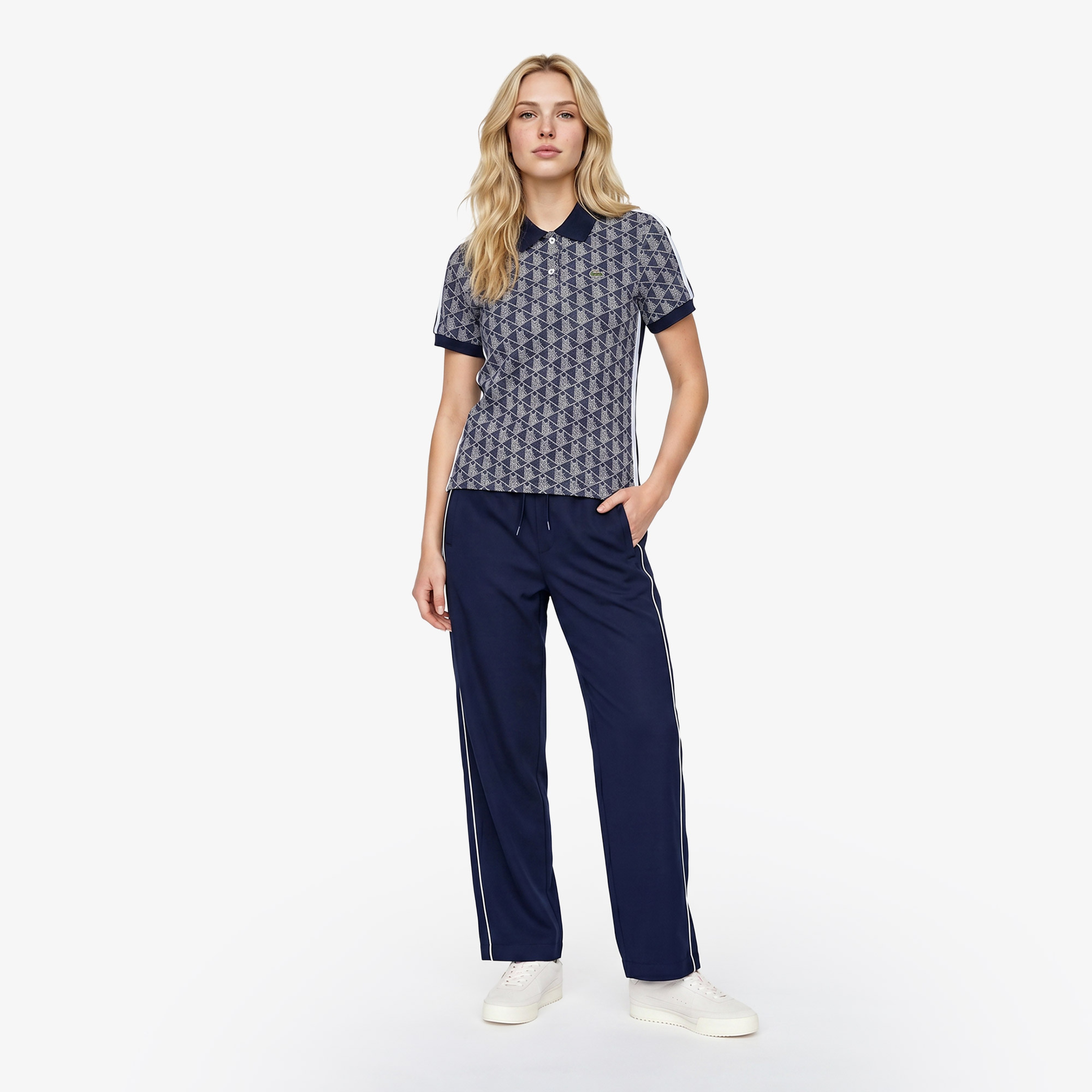 Lacoste Slim Fit Monogram Kadın Siyah Polo