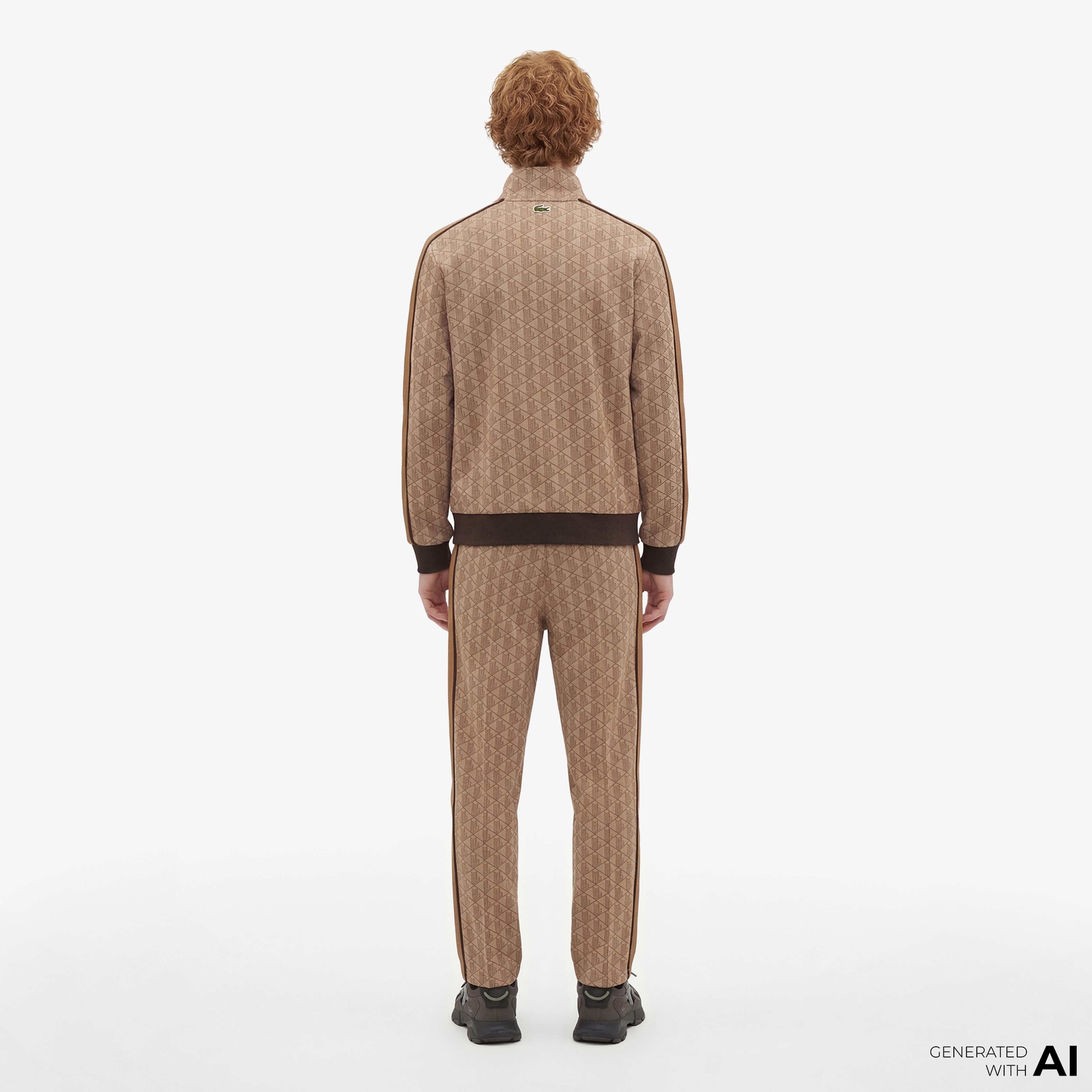 Lacoste Erkek Regular Fit Dik Yaka Monogram Kahverengi Sweatshirt