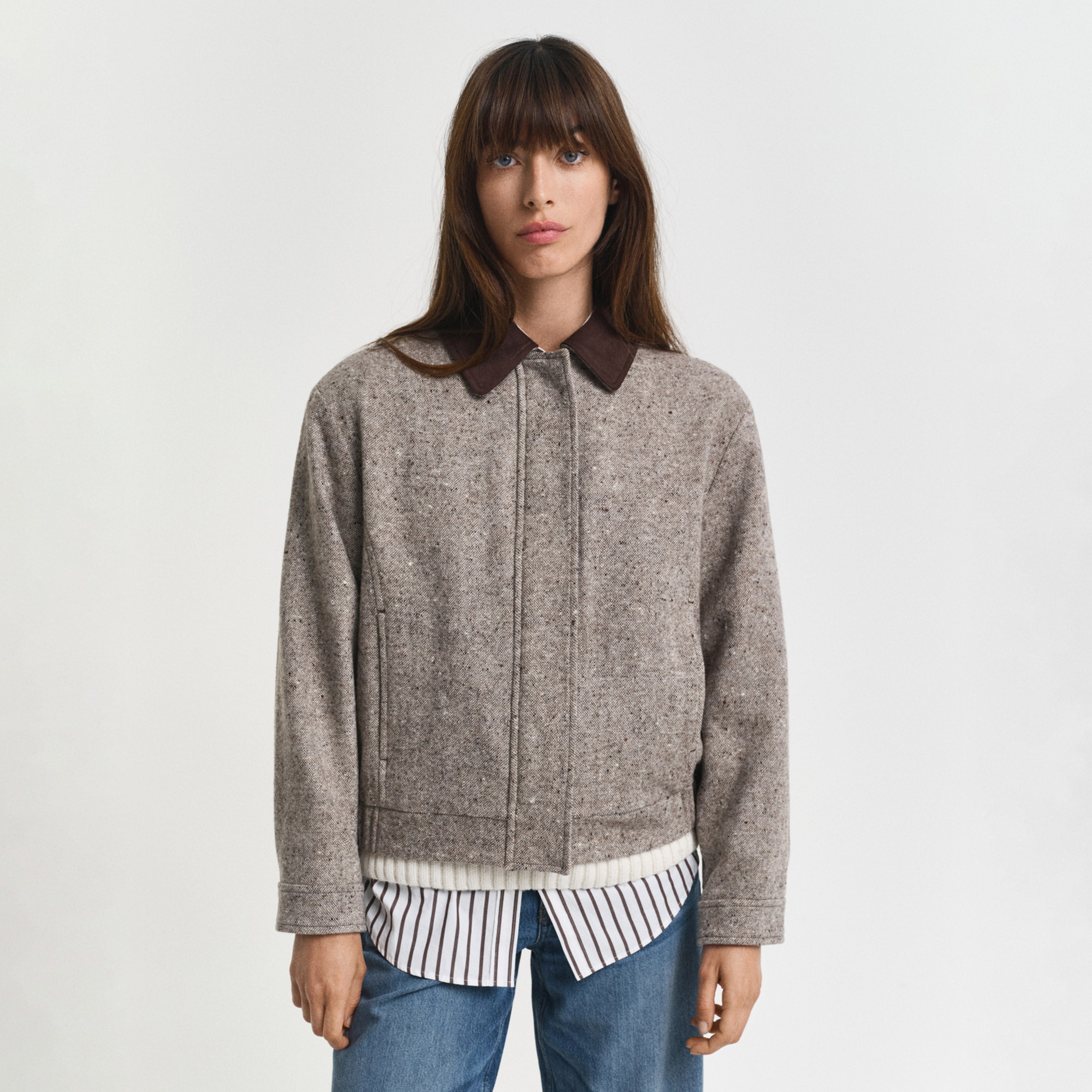 GANT Kadın Kahverengi Regular Fit Yün Ceket