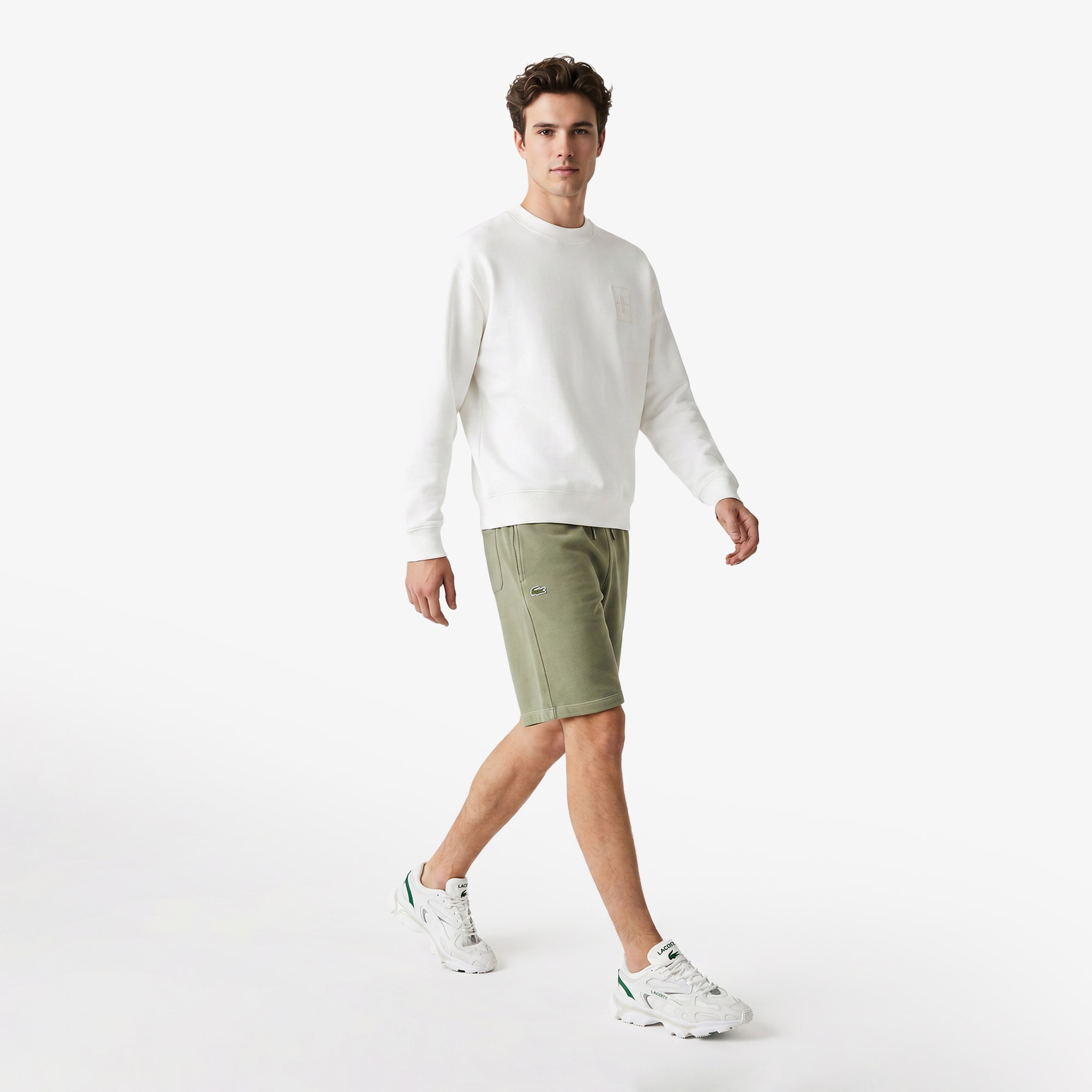 Erkek Loose Fit Bisiklet Yaka Beyaz Sweatshirt