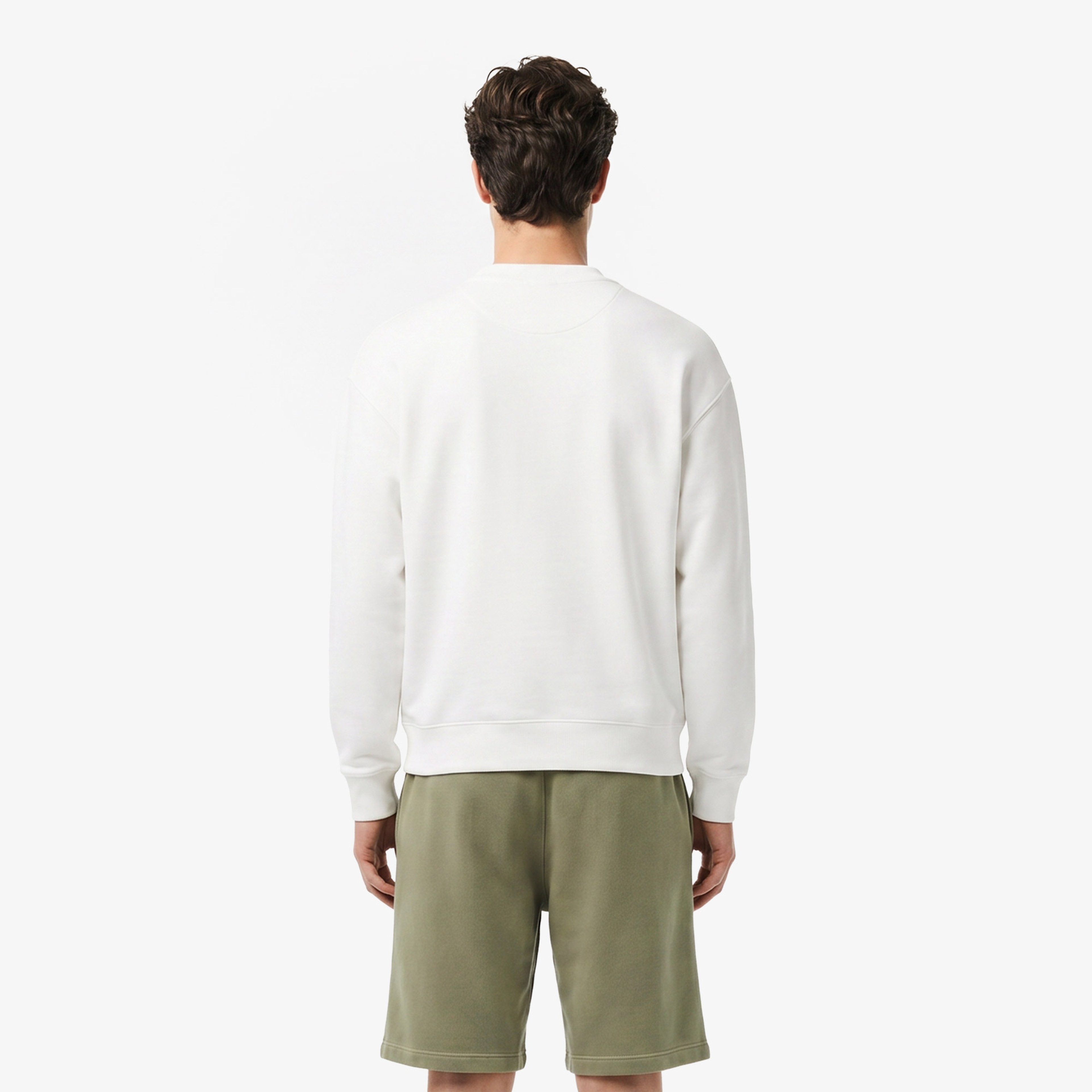 Erkek Loose Fit Bisiklet Yaka Beyaz Sweatshirt