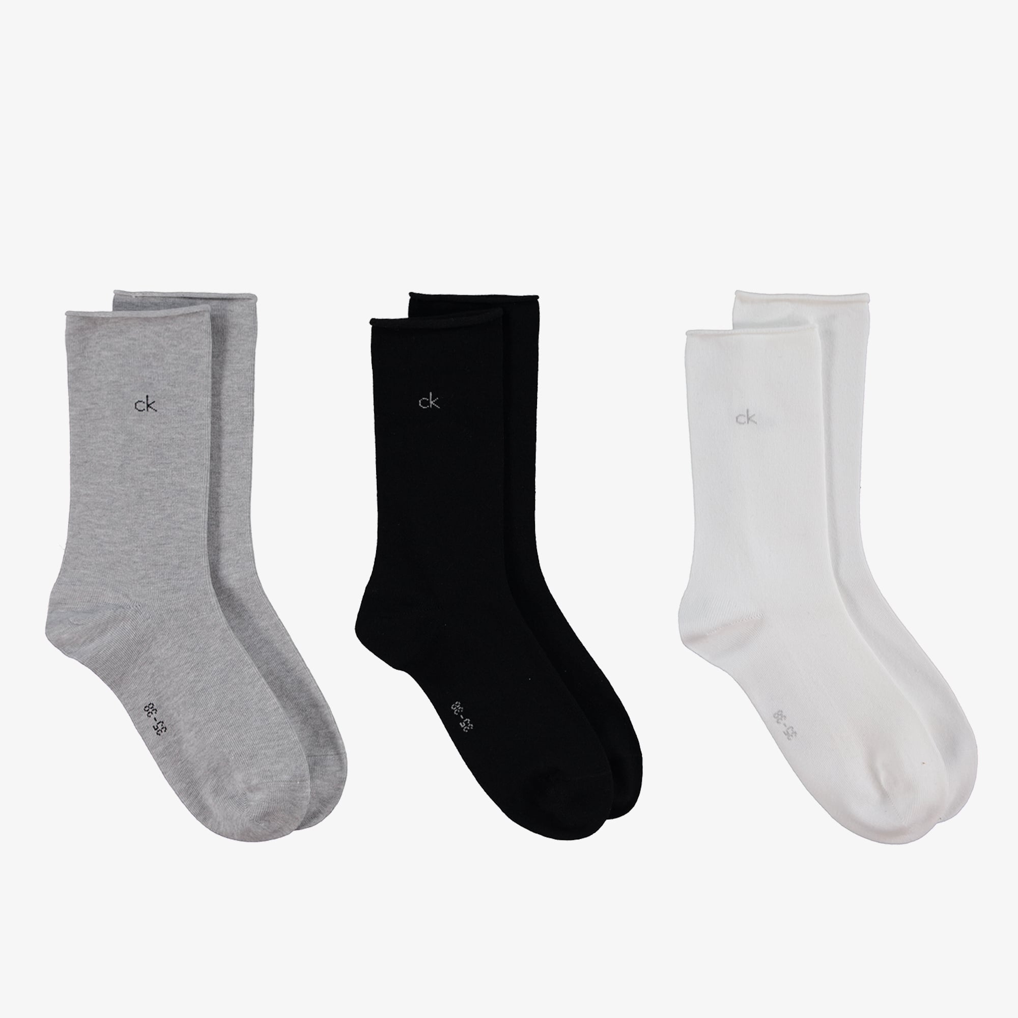Calvin Klein Rolltop 3P Kadın Beyaz Çorap