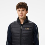 EA7 Logo Print Padded Erkek Siyah Yelek