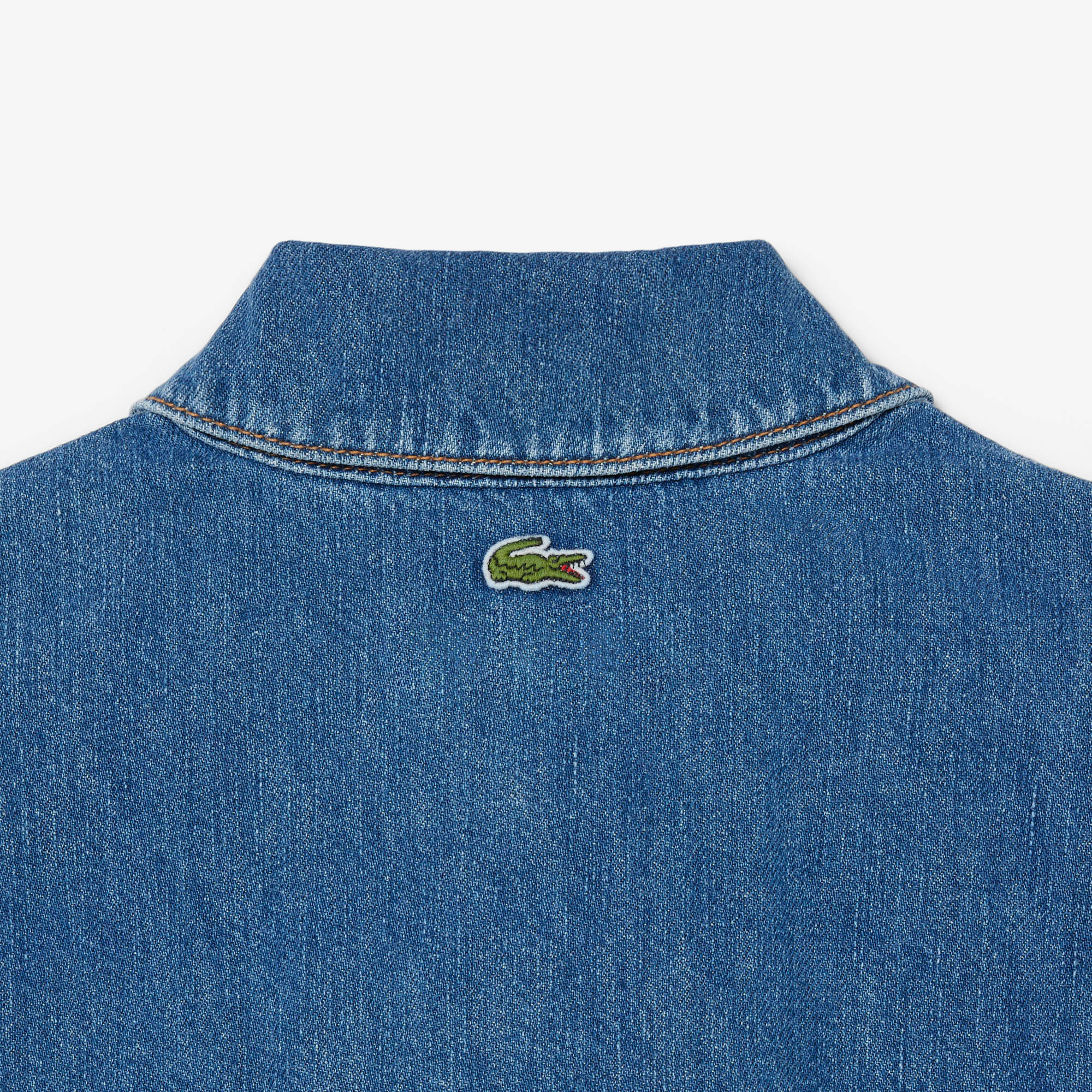 Kadın Oversize Fit Kısa Kollu Polo Yaka Denim Mavi Gömlek