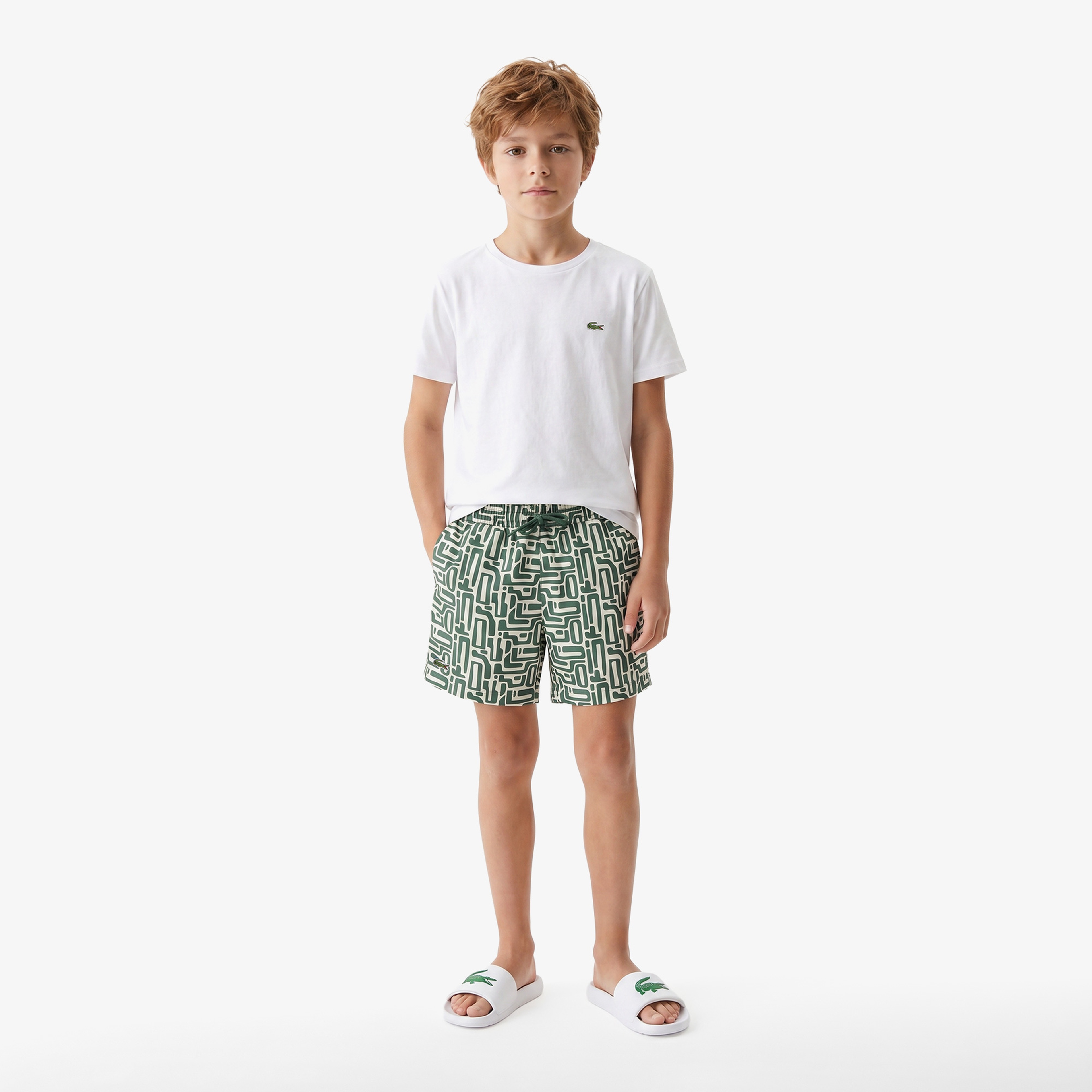 Lacoste Regular Fit Çocuk Yeşil Deniz Şortu