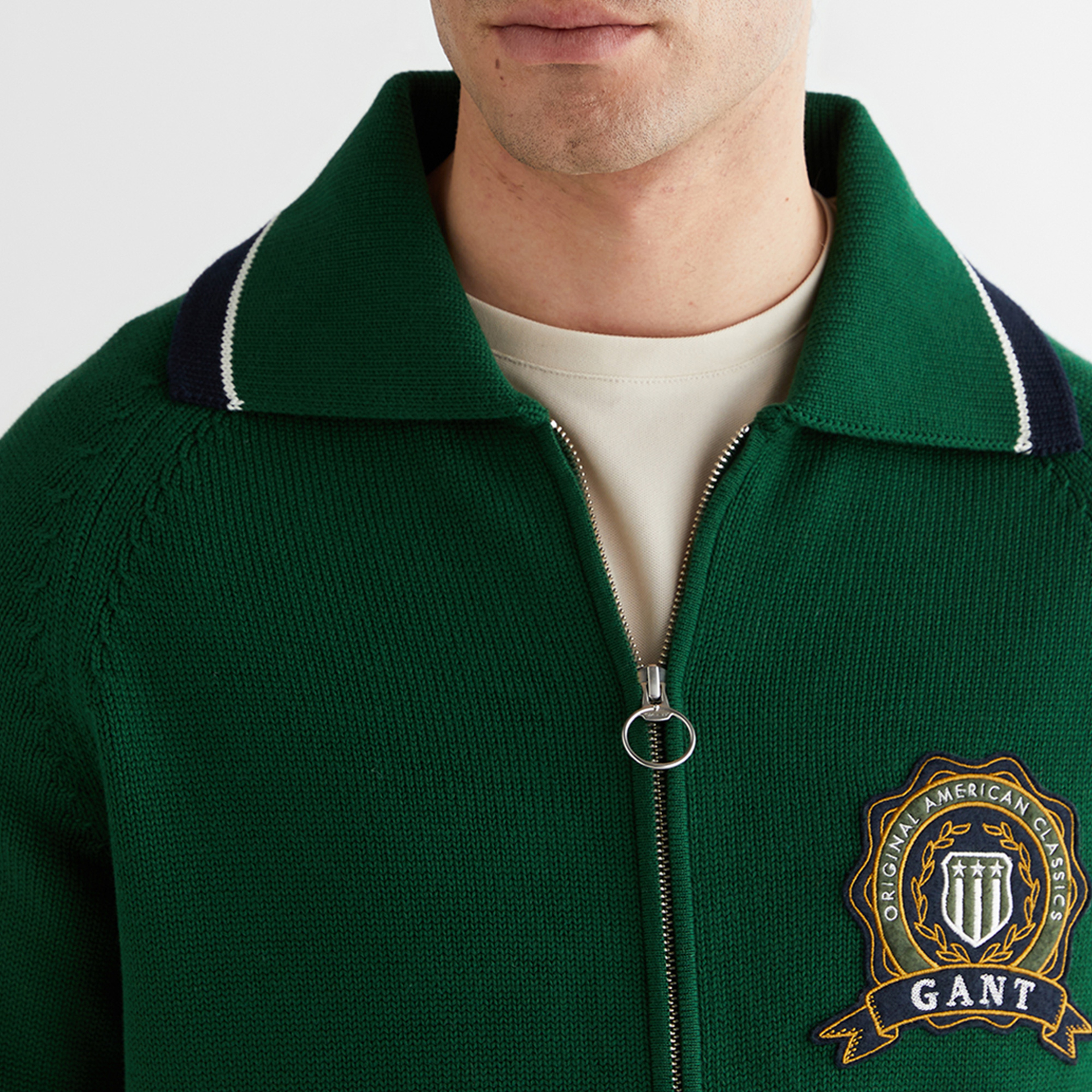 GANT Erkek Yeşil Relaxed Fit Fermuarlı Hırka