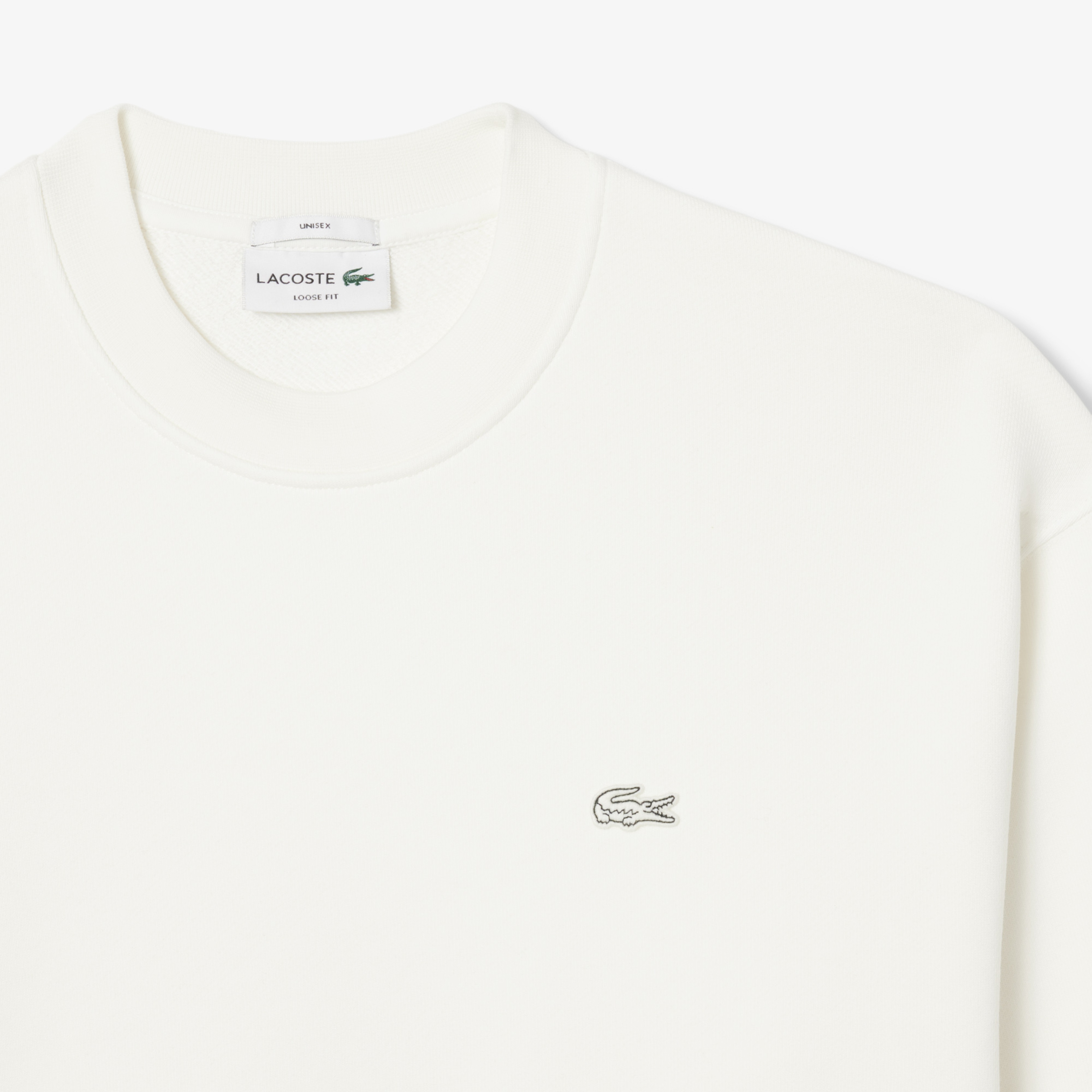 Lacoste Loose Fit Erkek Beyaz Sweatshirt