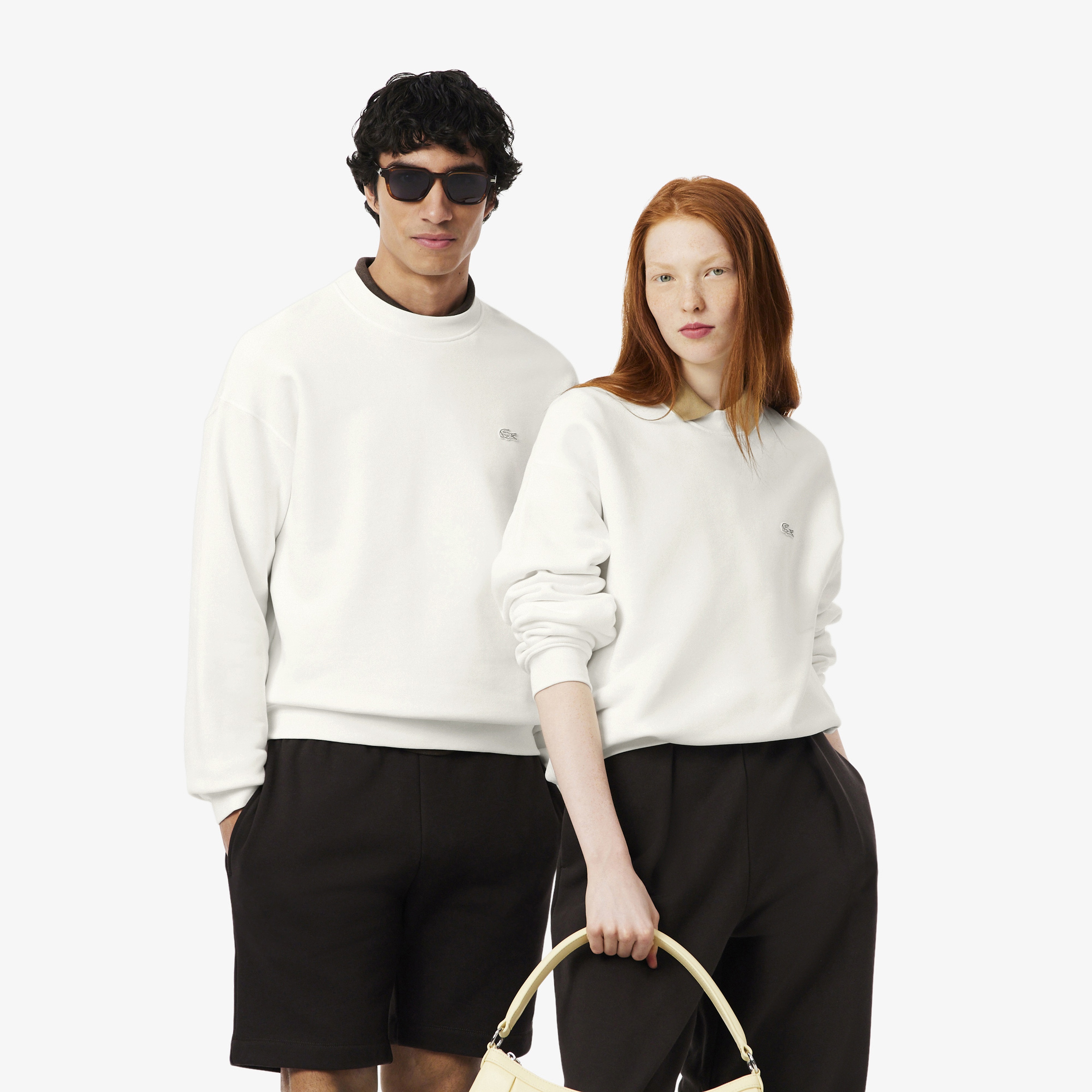 Lacoste Loose Fit Erkek Beyaz Sweatshirt