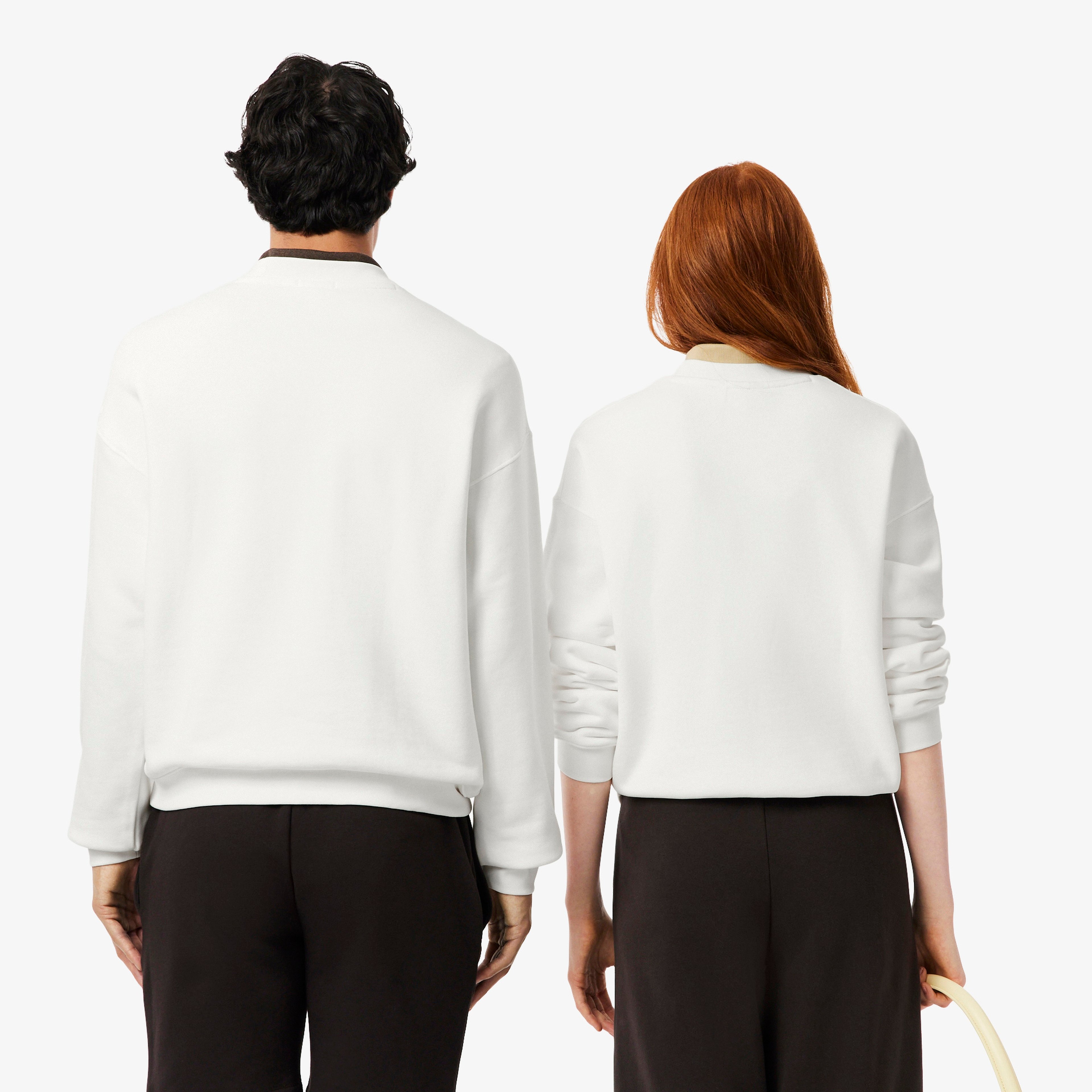 Lacoste Loose Fit Erkek Beyaz Sweatshirt