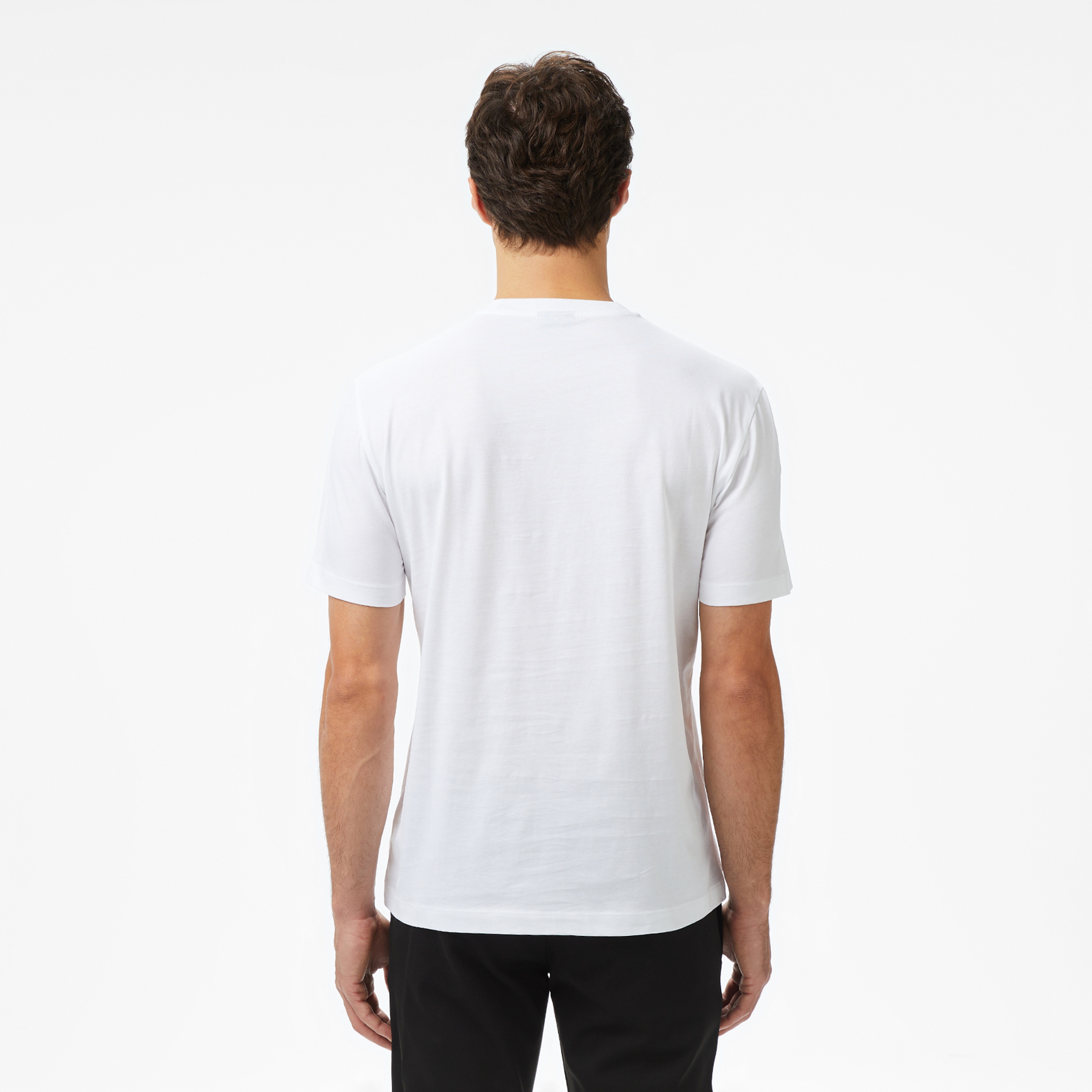 EA7 Logo Print Erkek Beyaz T-Shirt