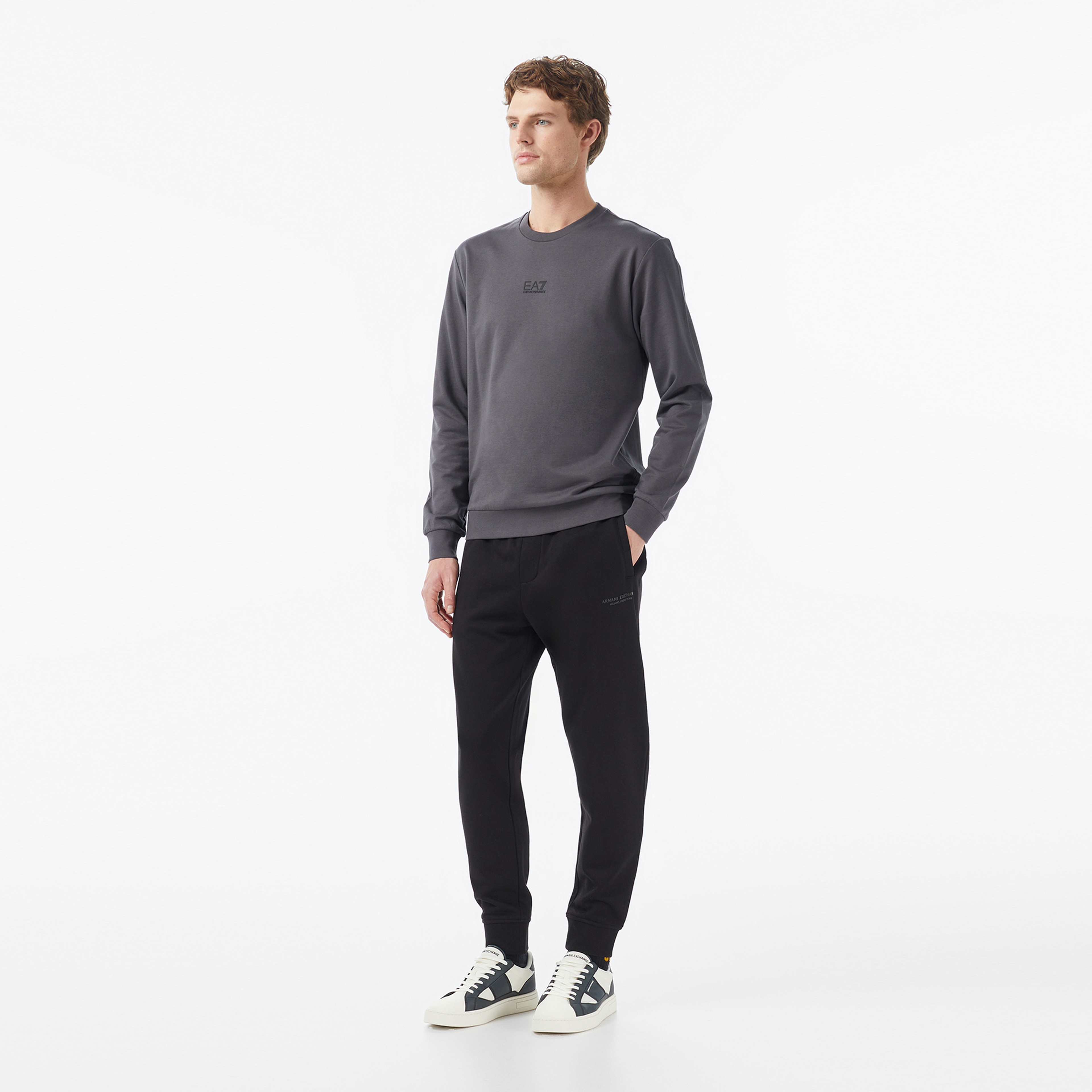 EA7 Regular Fit Erkek Gri Sweatshirt