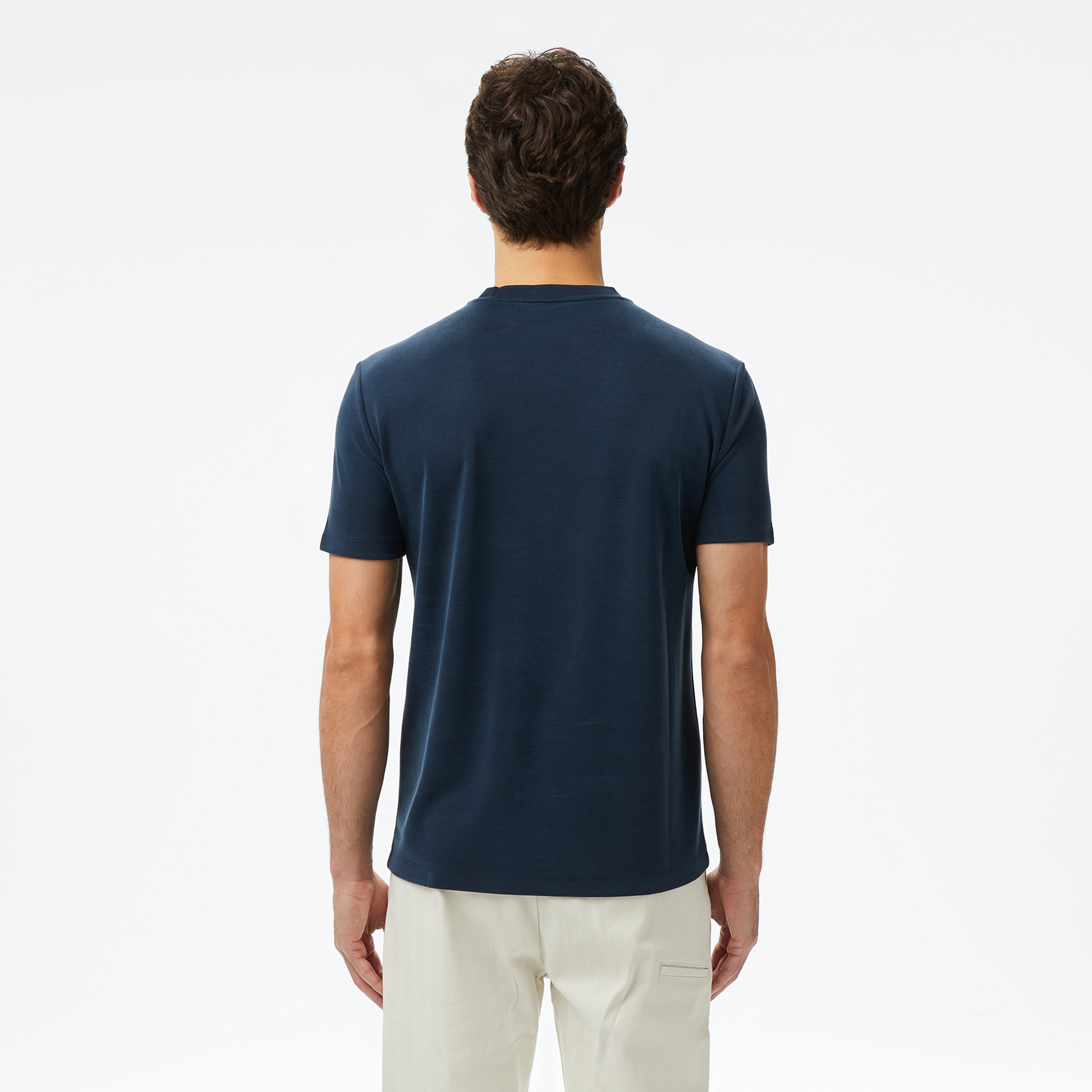 EA7 Logo Print Erkek Mavi T-Shirt