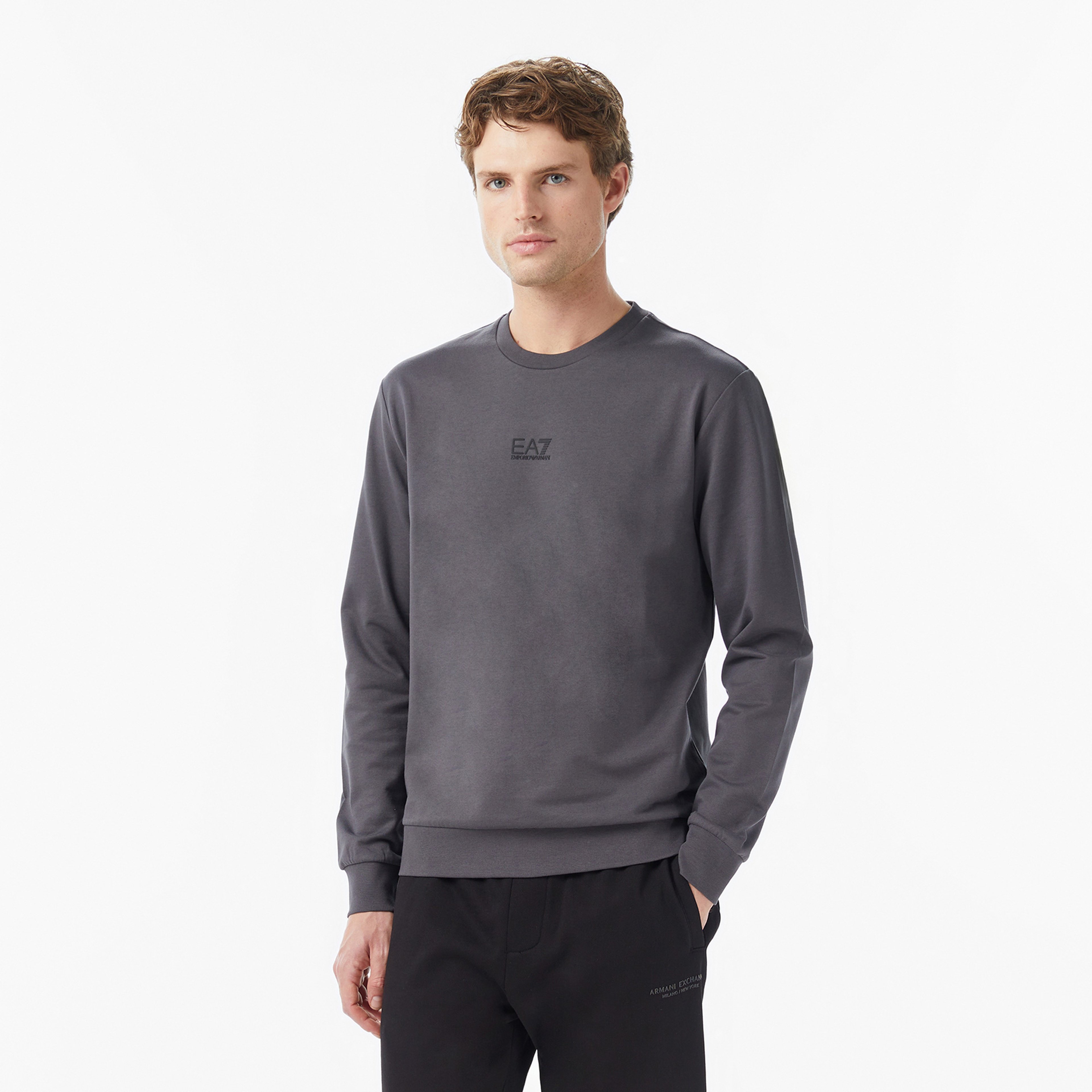 EA7 Regular Fit Erkek Gri Sweatshirt