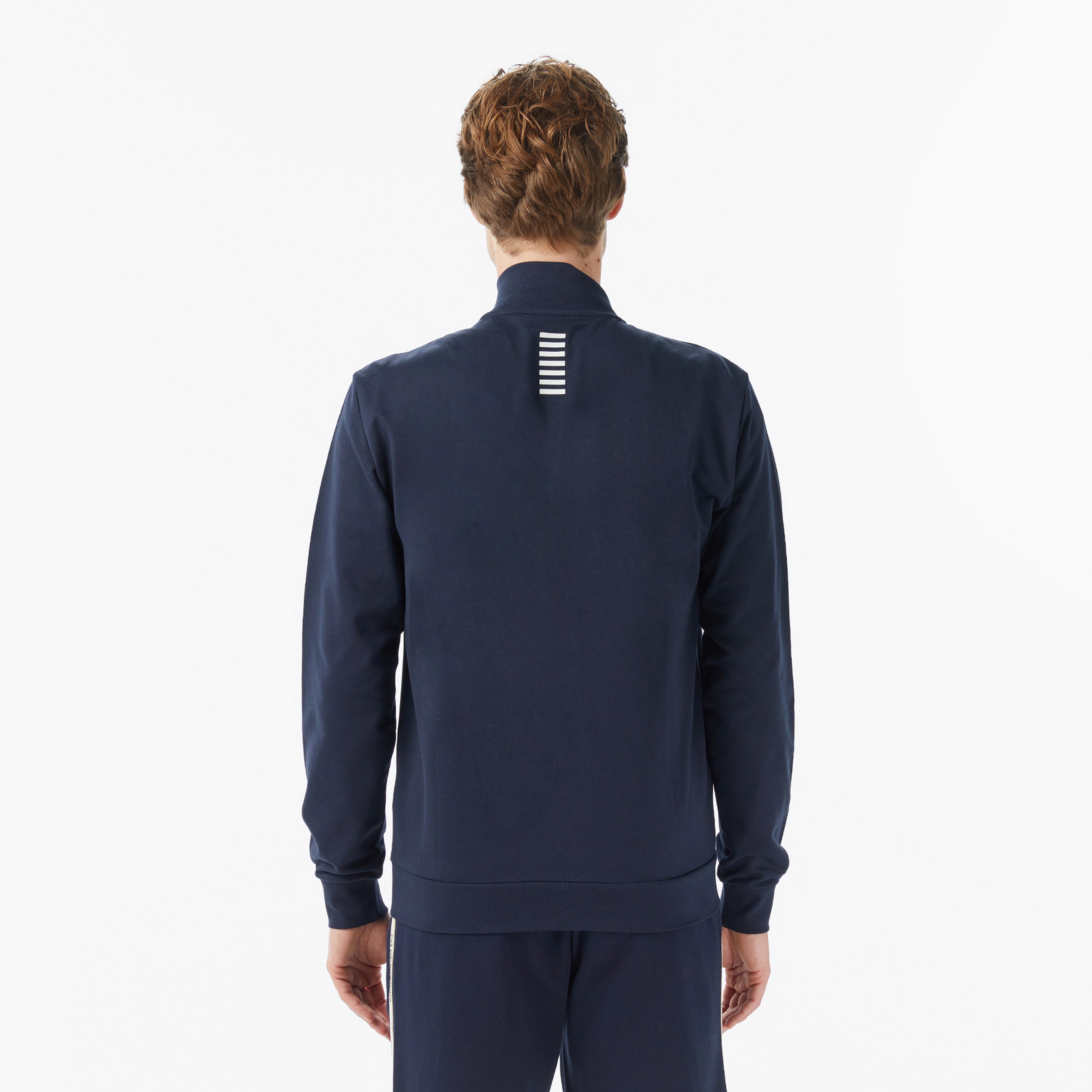 EA7 Zip Up High Neck Erkek Mavi Sweatshirt
