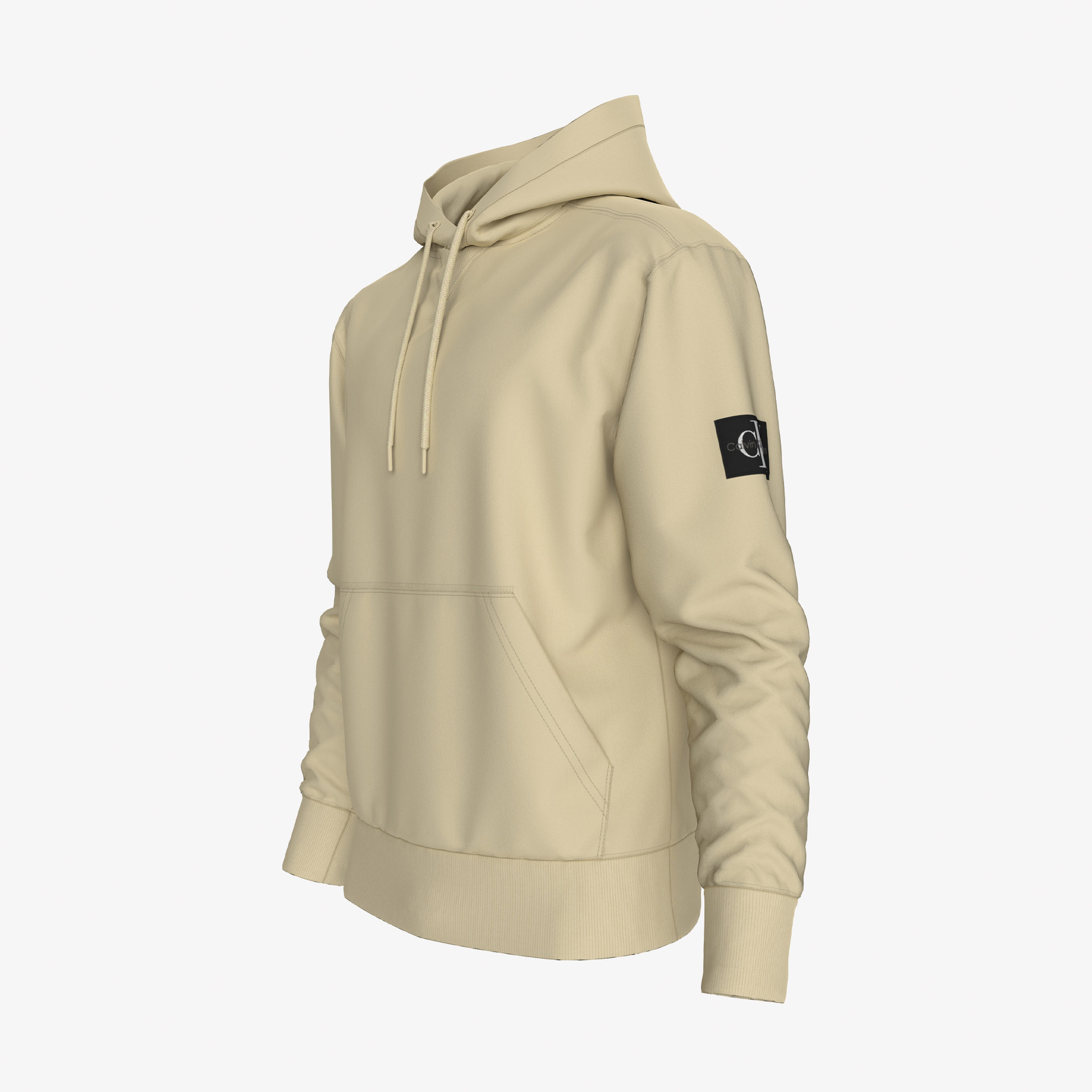 Calvin Klein Badge Hoodie Erkek Haki Sweatshirt