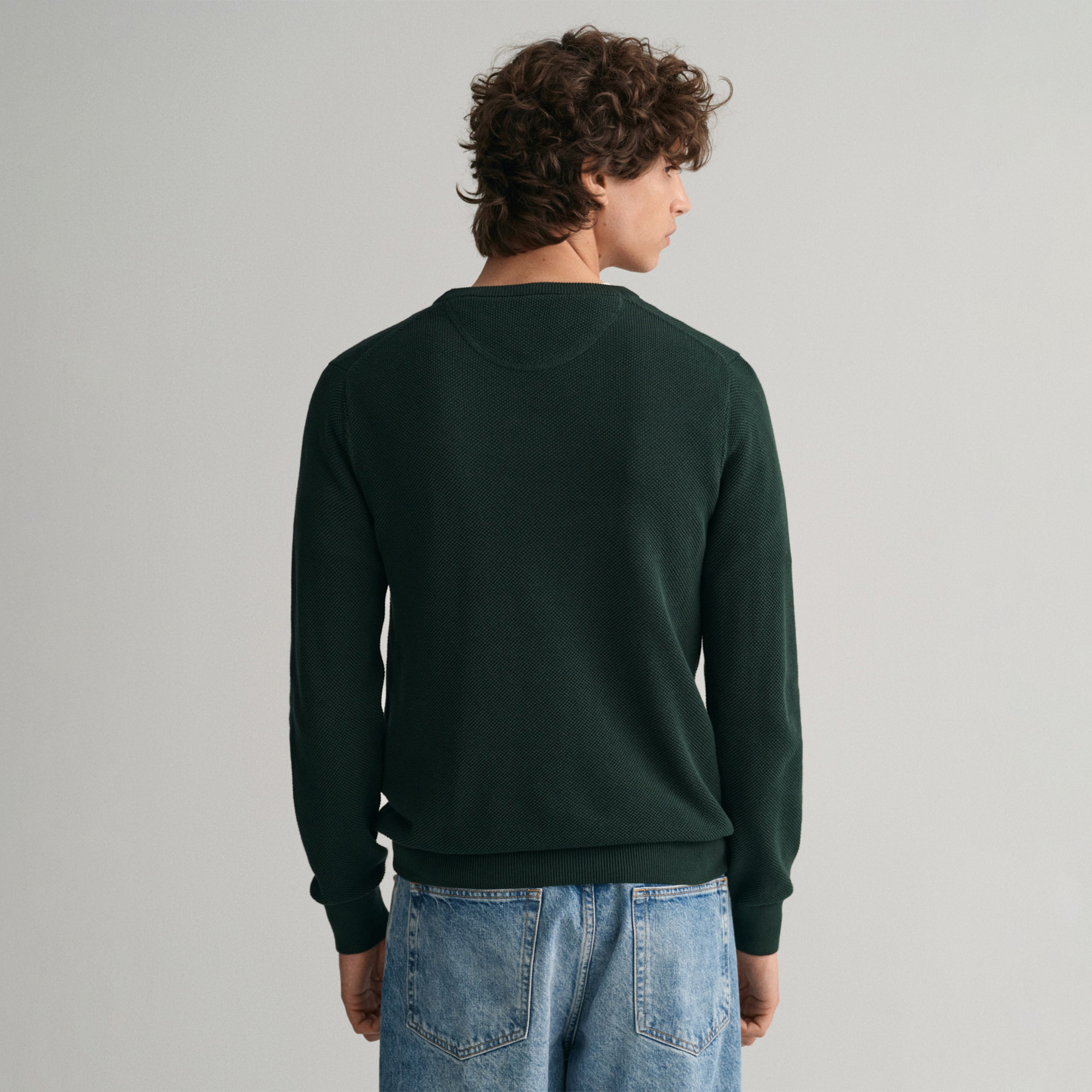 GANT Erkek Yeşil Regular Fit Bisiklet Yaka Kazak
