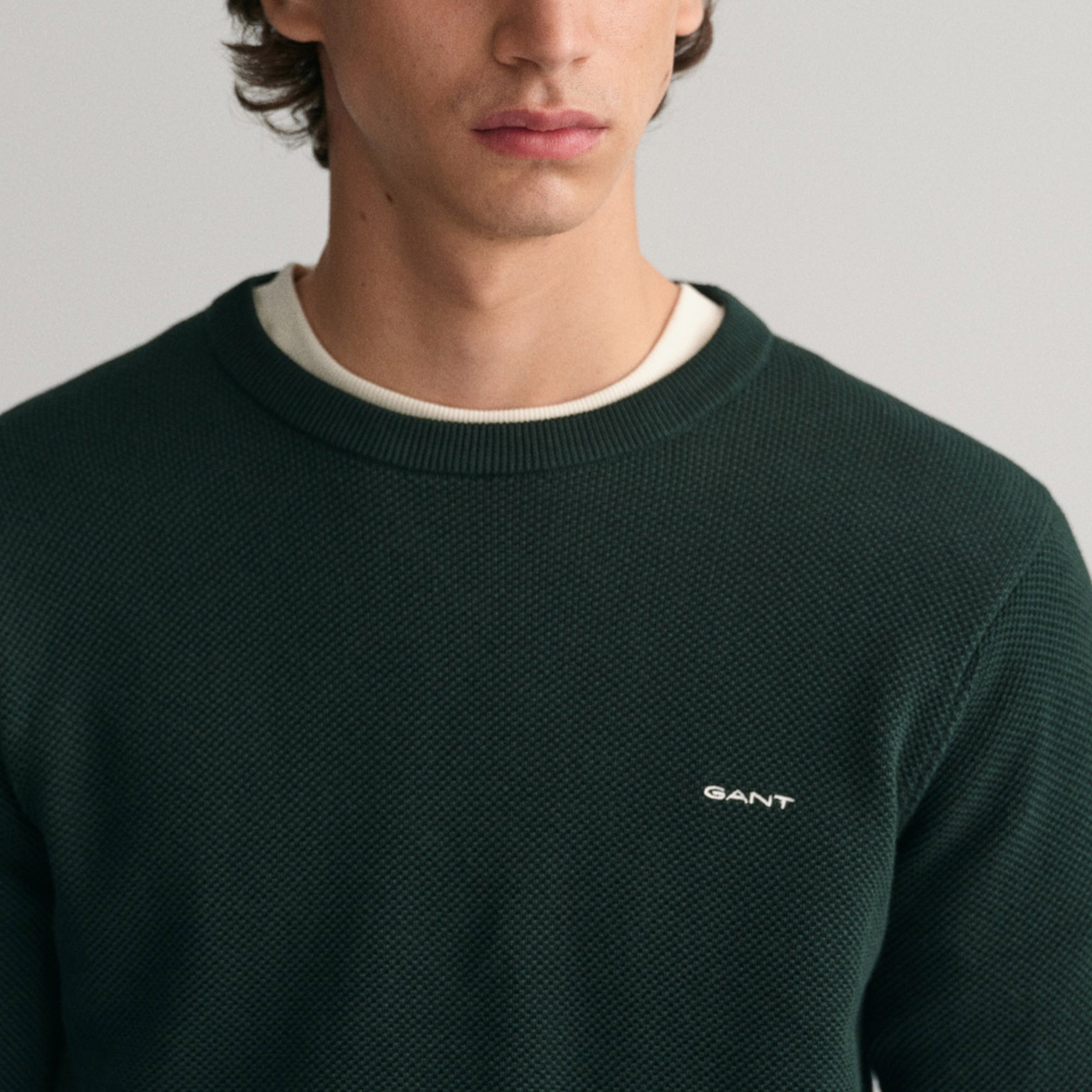 GANT Erkek Yeşil Regular Fit Bisiklet Yaka Kazak