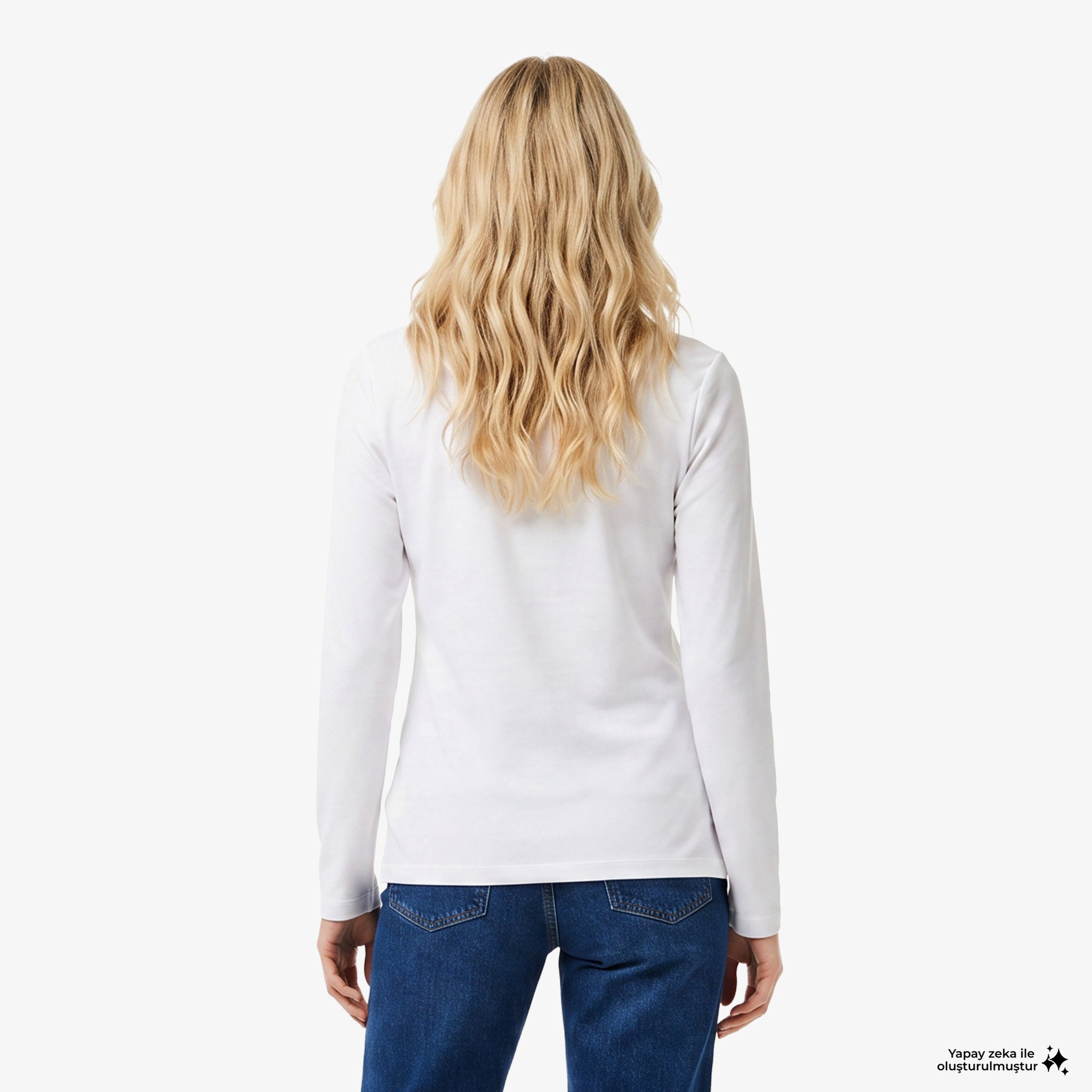 Lacoste Kadın Slim Fit Uzun Kollu Beyaz Polo