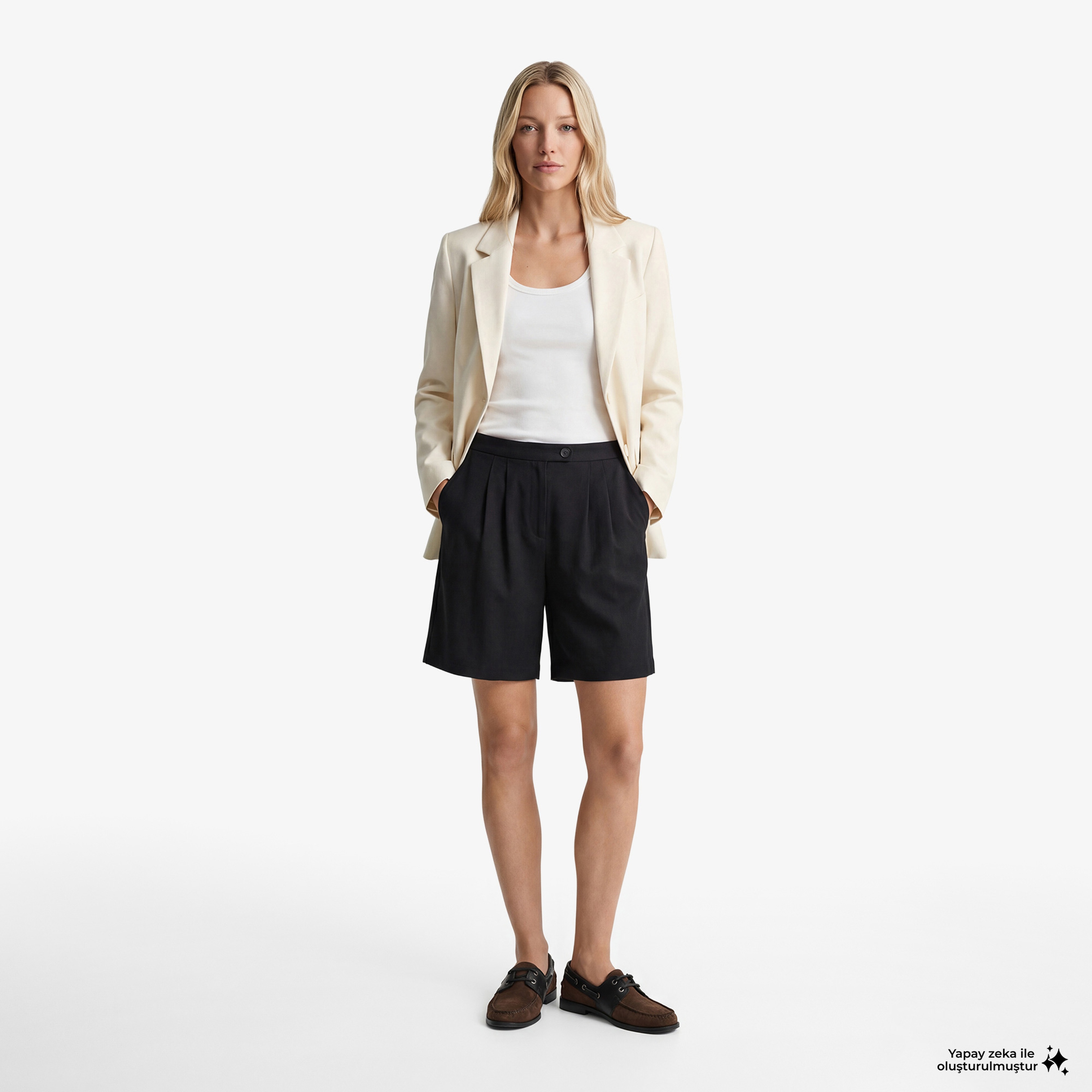 GANT Kadın Siyah Relaxed Fit Keten Şort