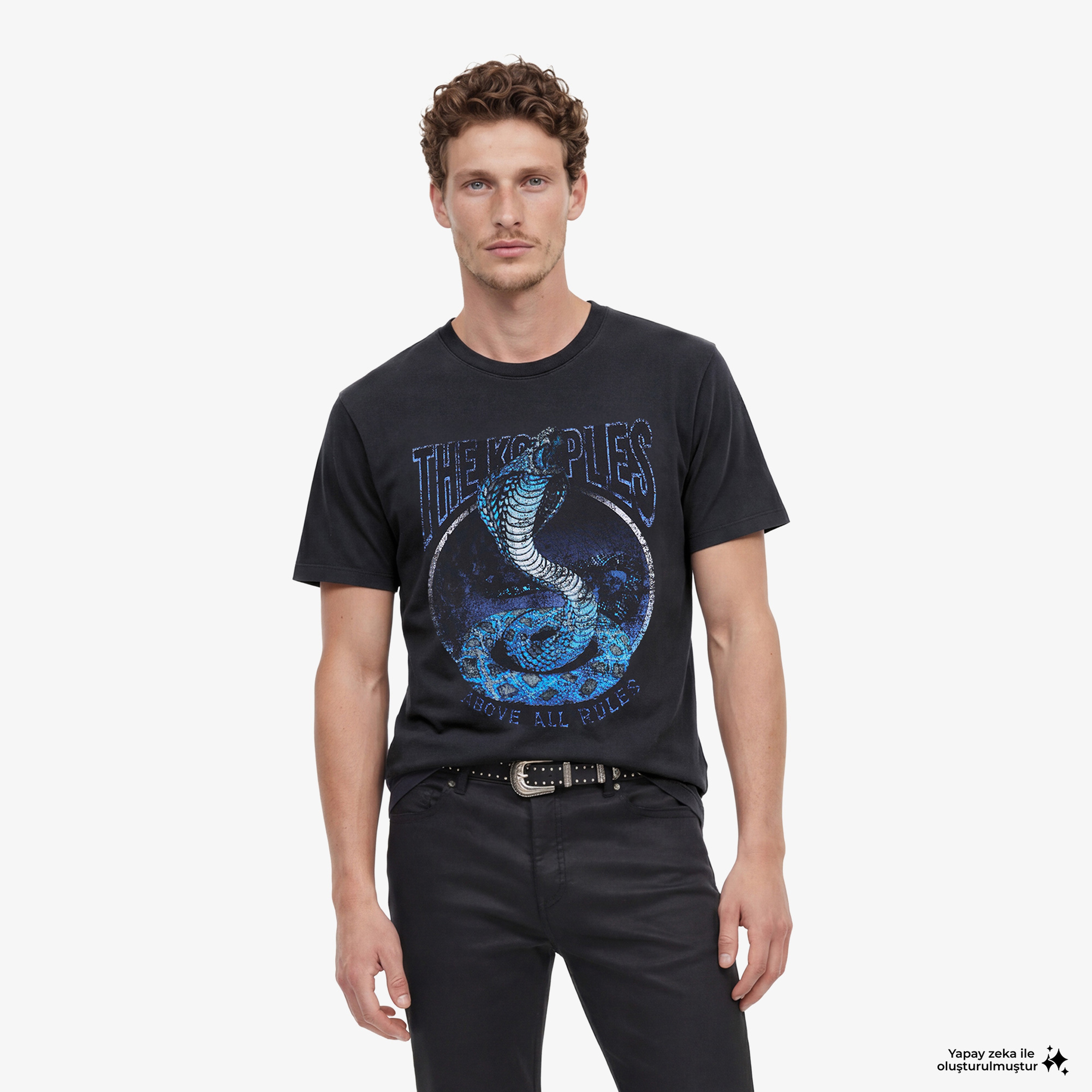 THE KOOPLES ERKEK BİSİKLET YAKA KISA KOLLU SİYAH T-SHIRT