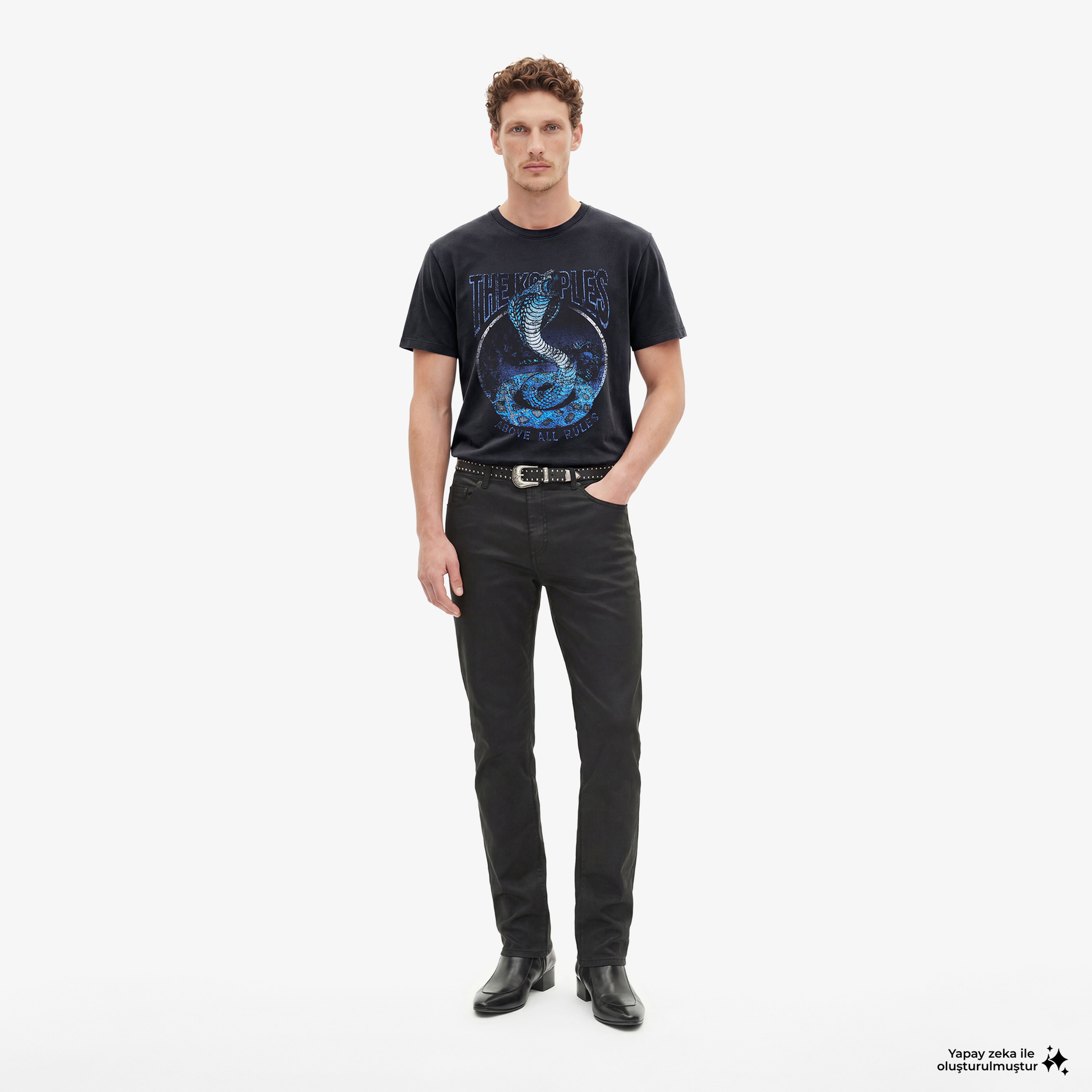 THE KOOPLES ERKEK BİSİKLET YAKA KISA KOLLU SİYAH T-SHIRT