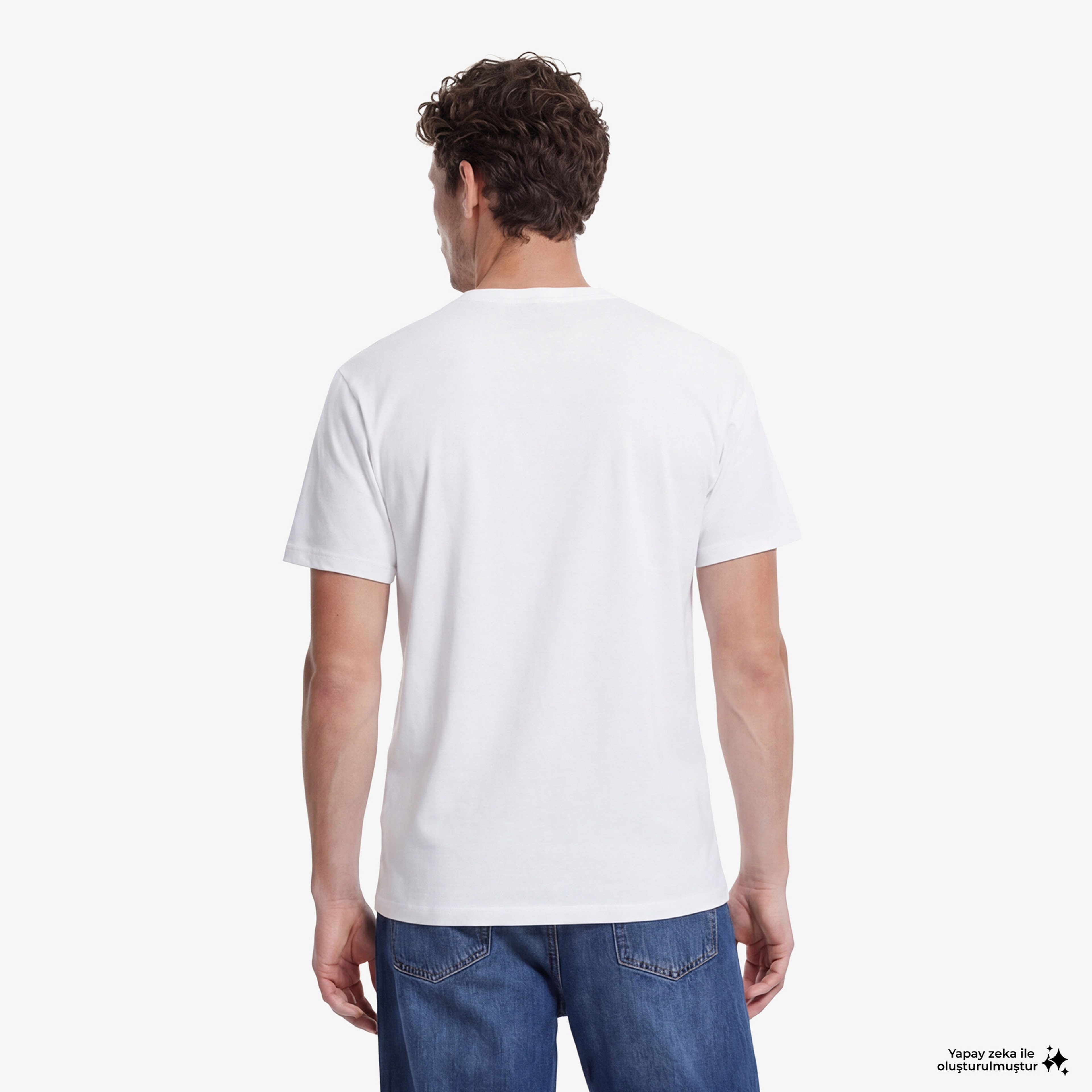 ERKEK BİSİKLET YAKA KISA KOLLU BEYAZ T-SHIRT