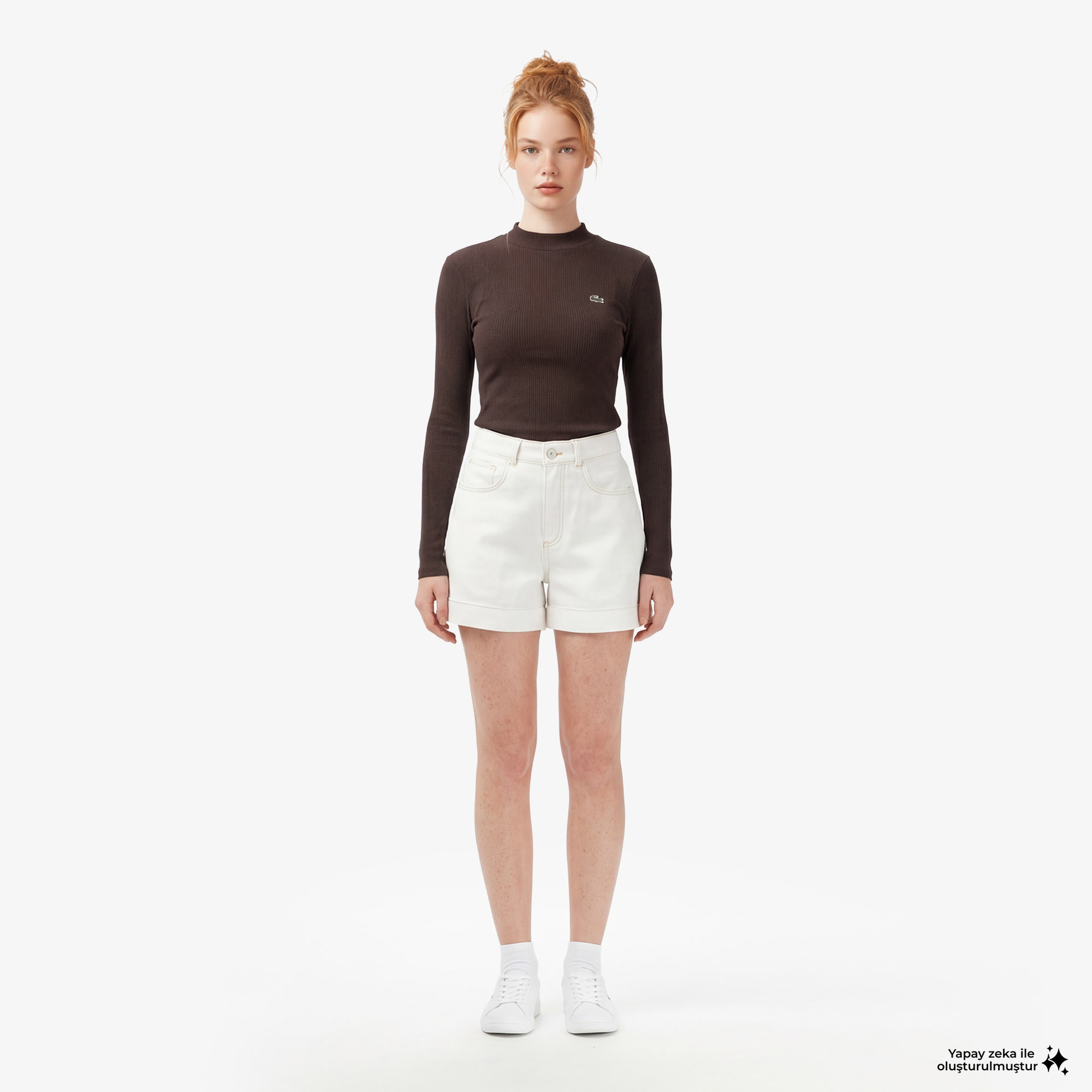 Lacoste Regular Fit Kadın Kahverengi Modal Karışımlı T-Shirt