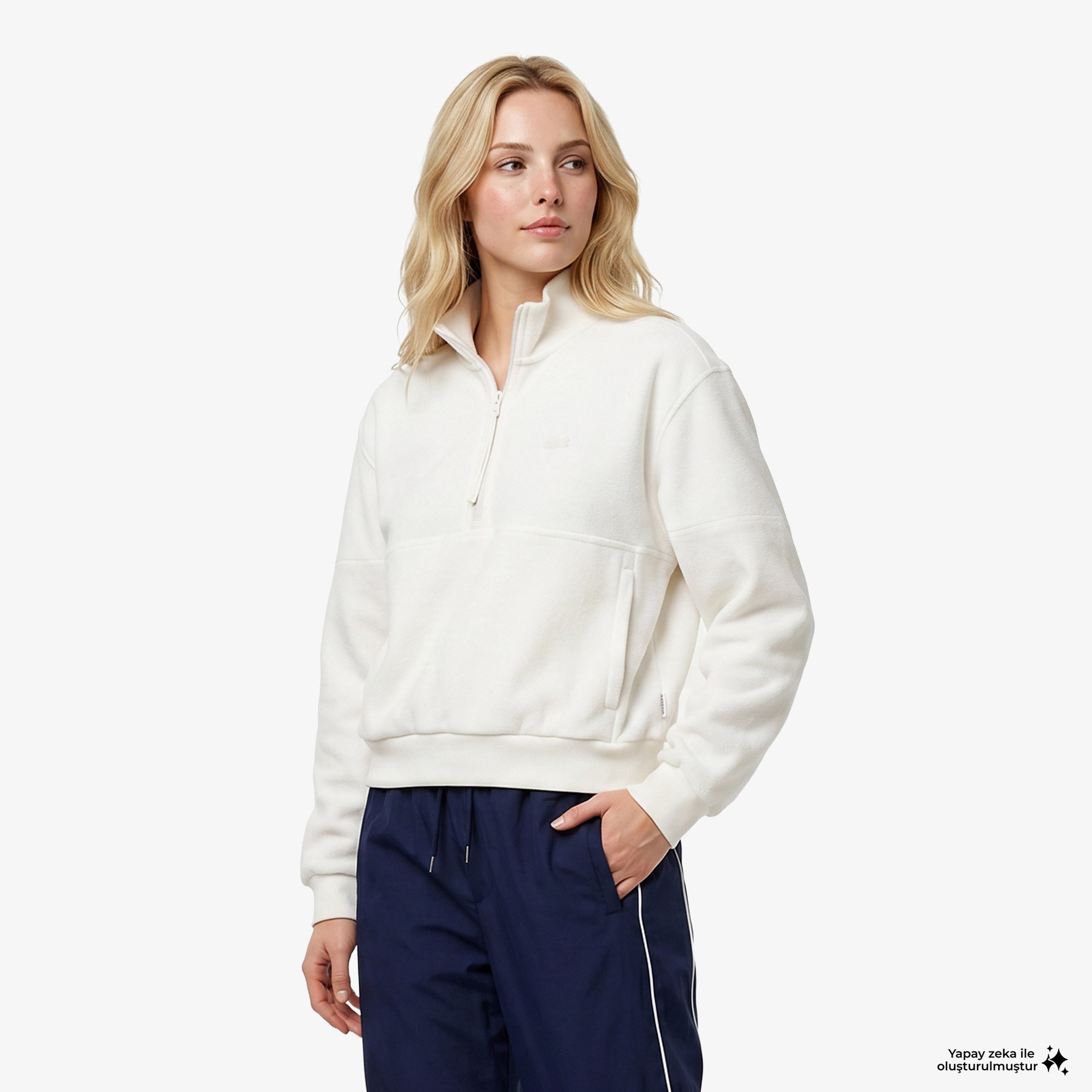 Lacoste Kadın Krem Sweatshirt