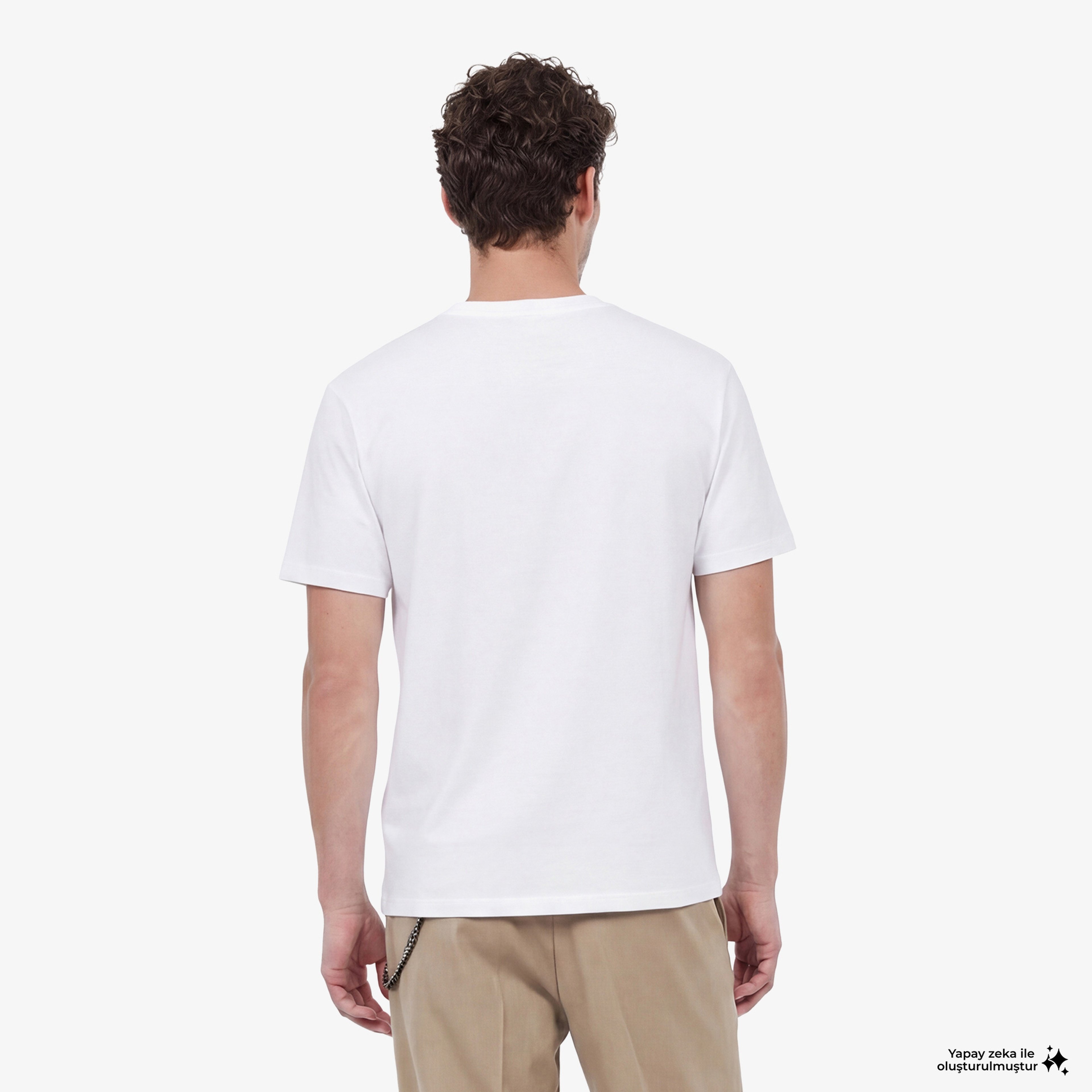 ERKEK BASKILI BEYAZ T-SHIRT
