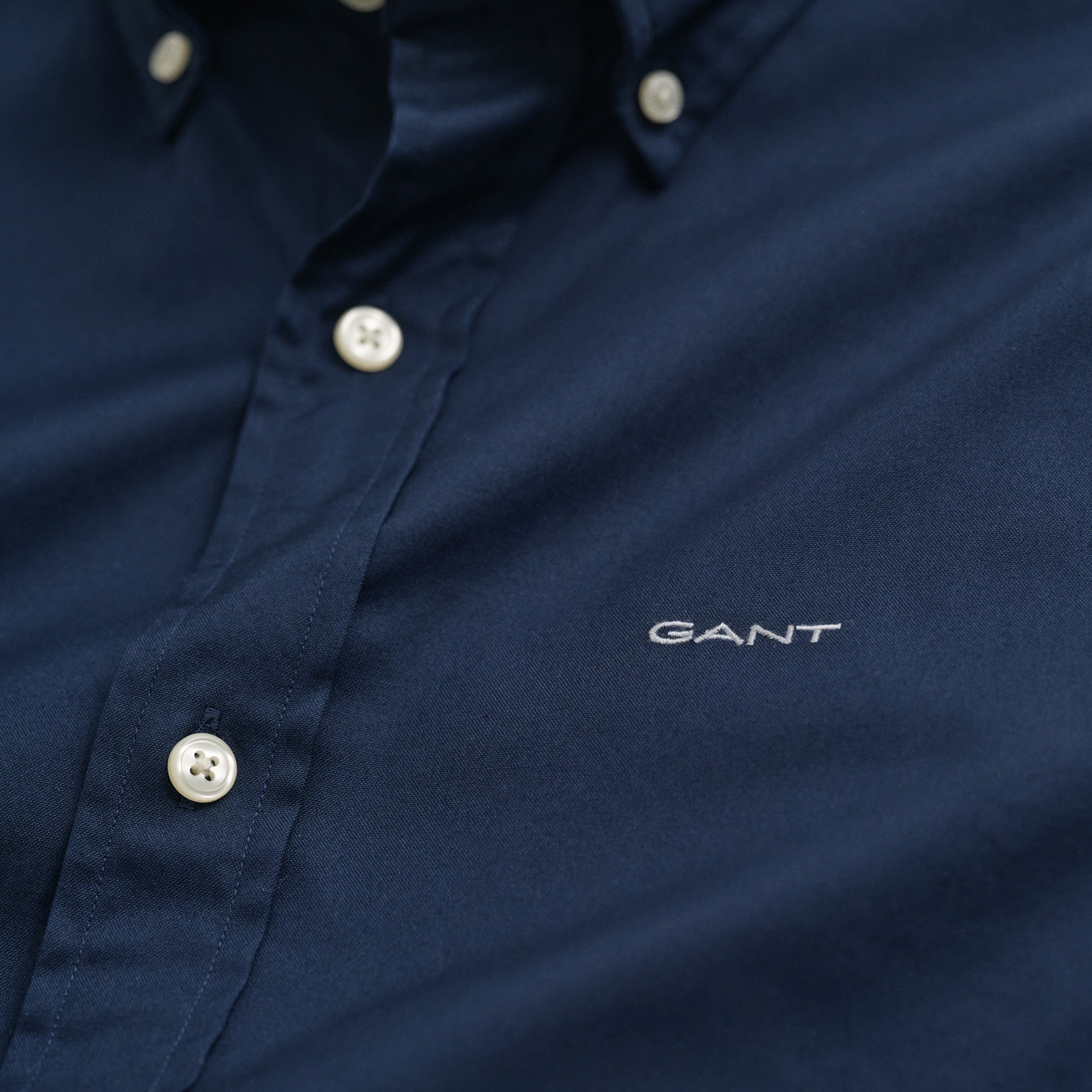 GANT Erkek Lacivert Slim Fit Düğmeli Yaka Oxford Gömlek