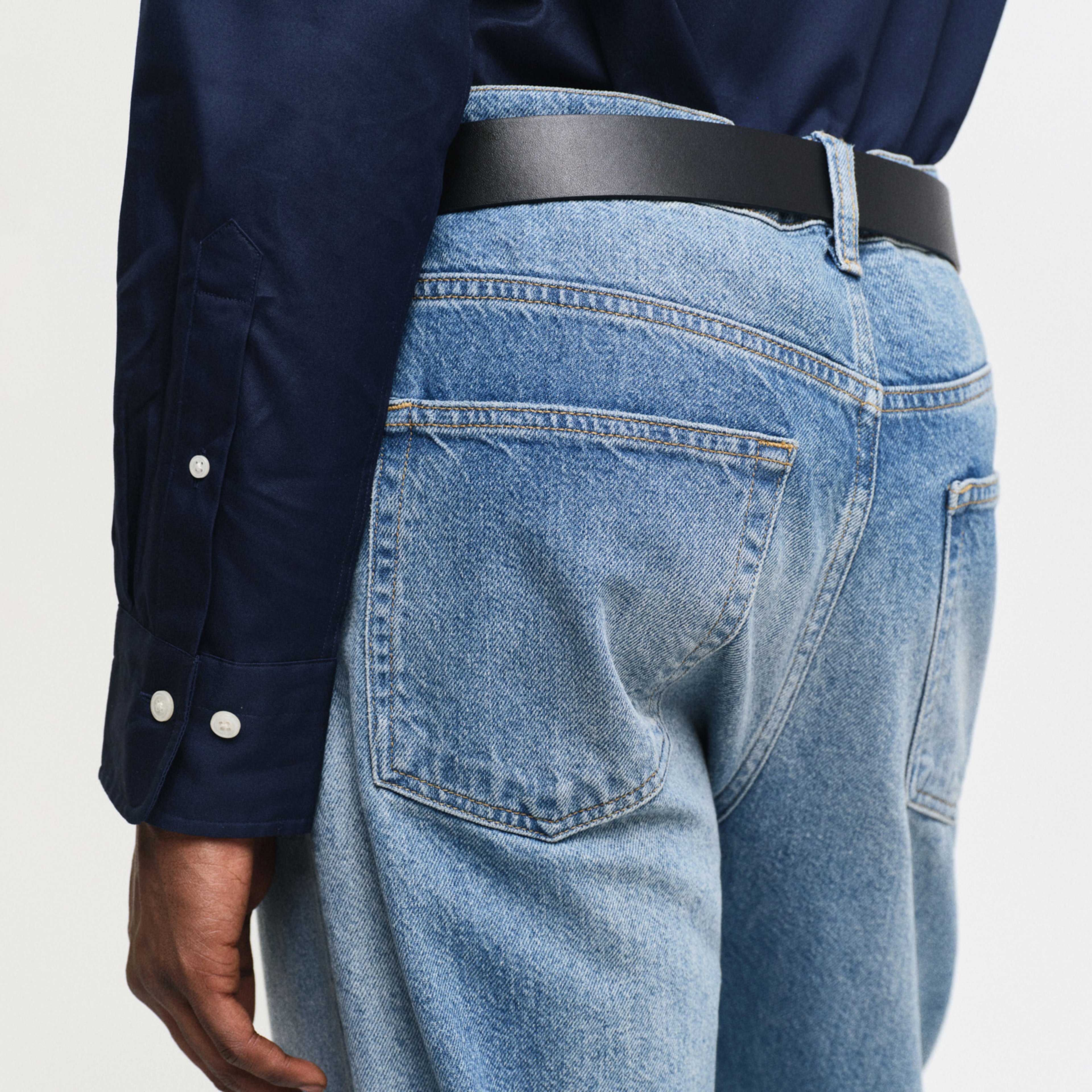 GANT Erkek Lacivert Slim Fit Düğmeli Yaka Oxford Gömlek