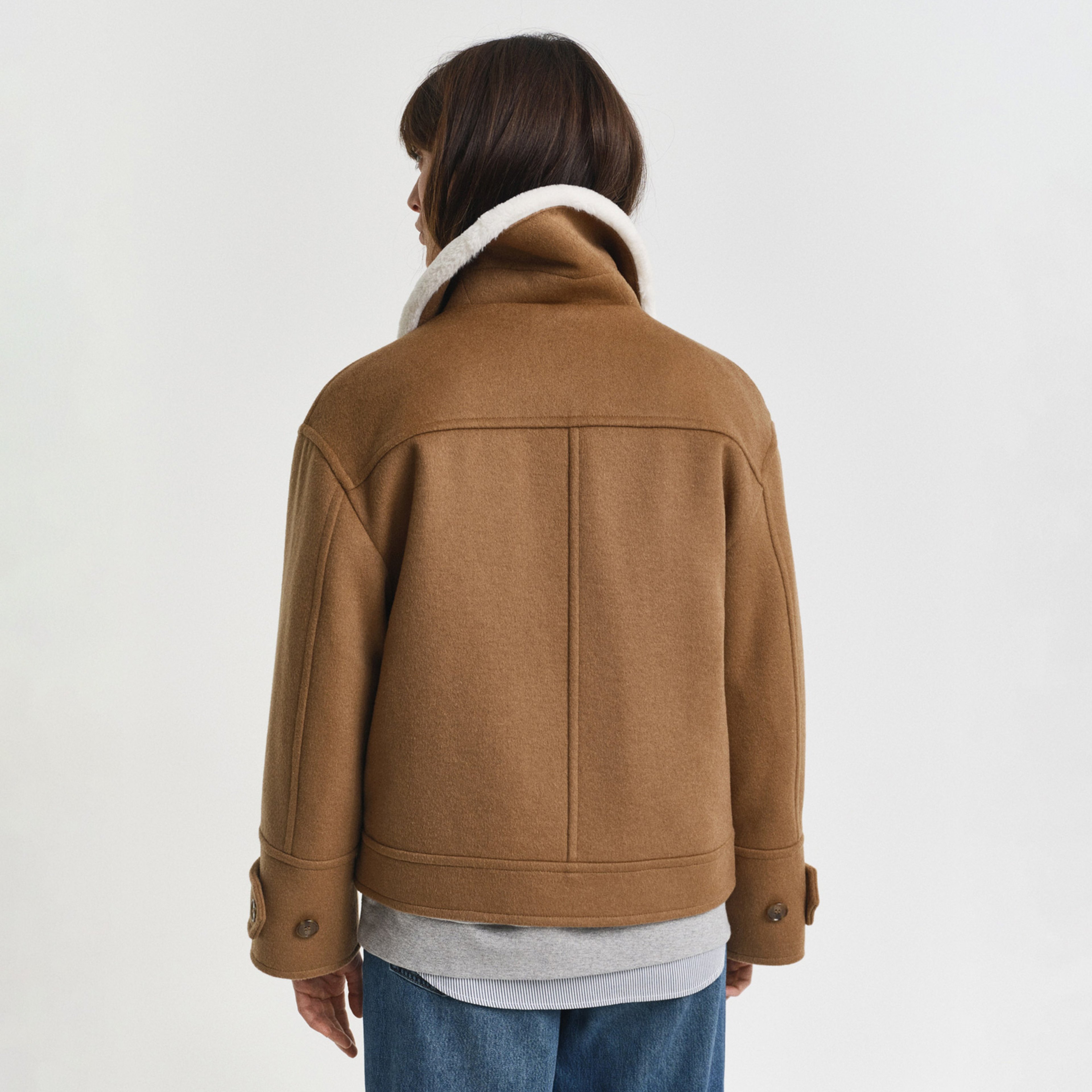 GANT Kadın Kahverengi Relaxed Fit Yün Ceket