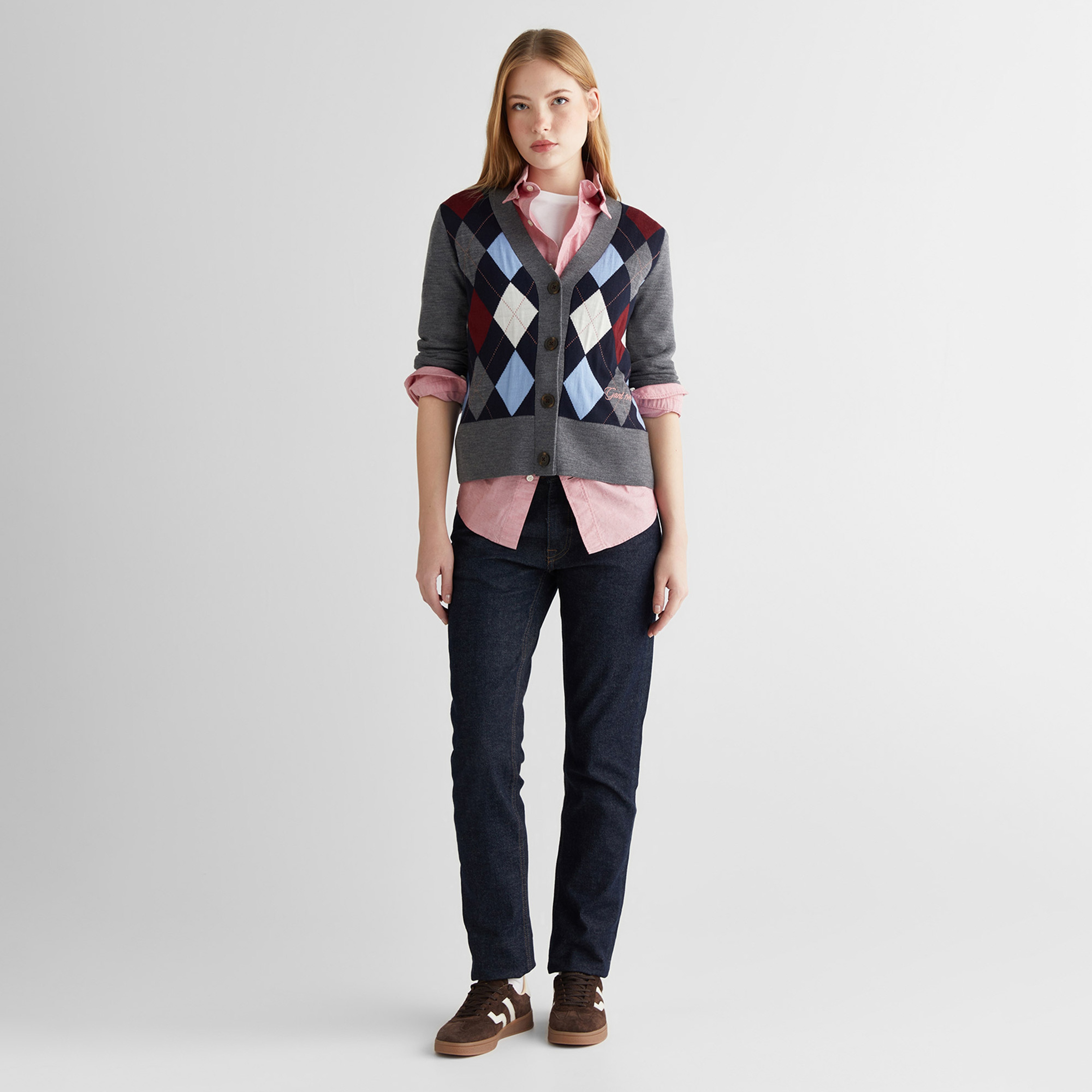 GANT Kadın Gri Regular Fit V Yaka Triko