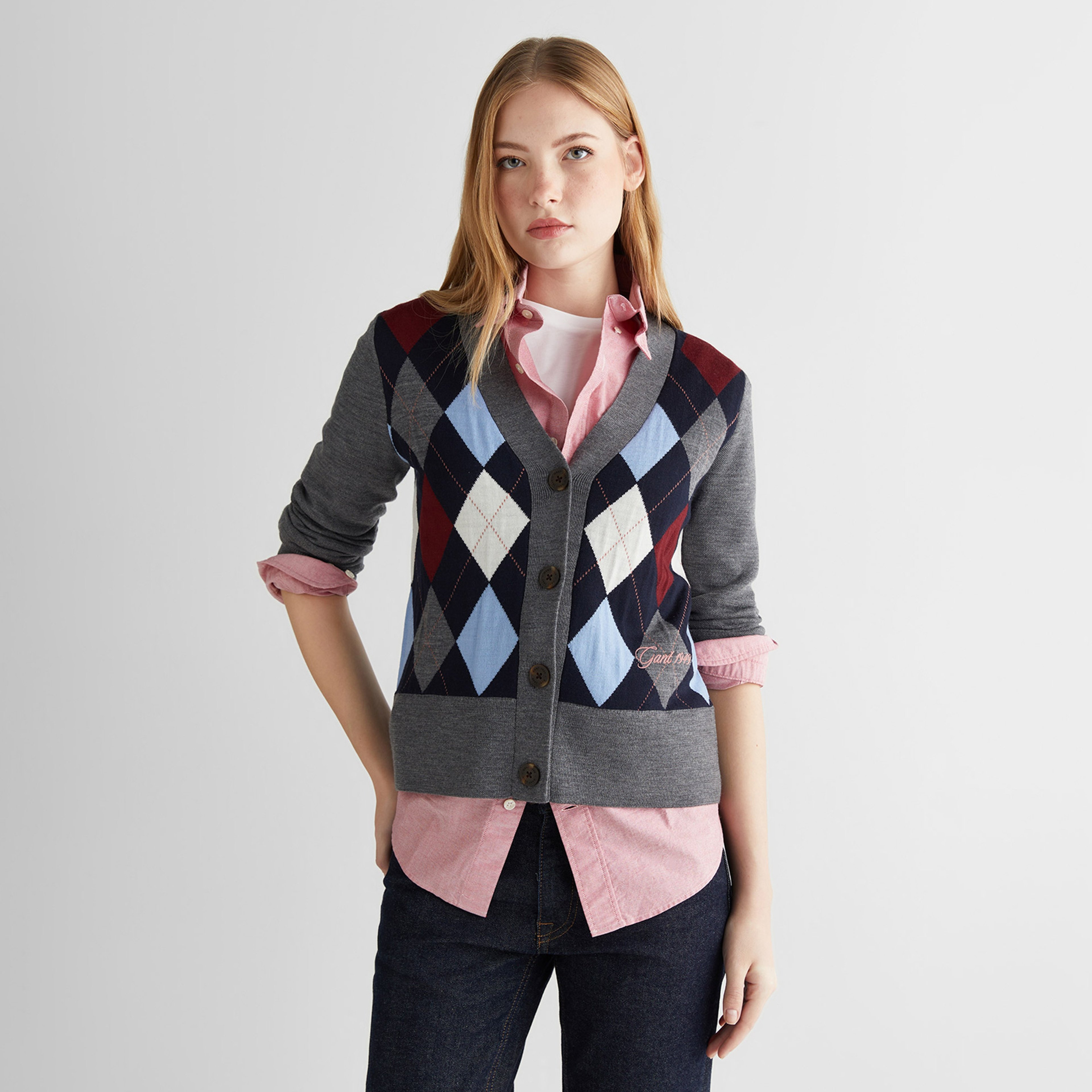 GANT Kadın Gri Regular Fit V Yaka Triko
