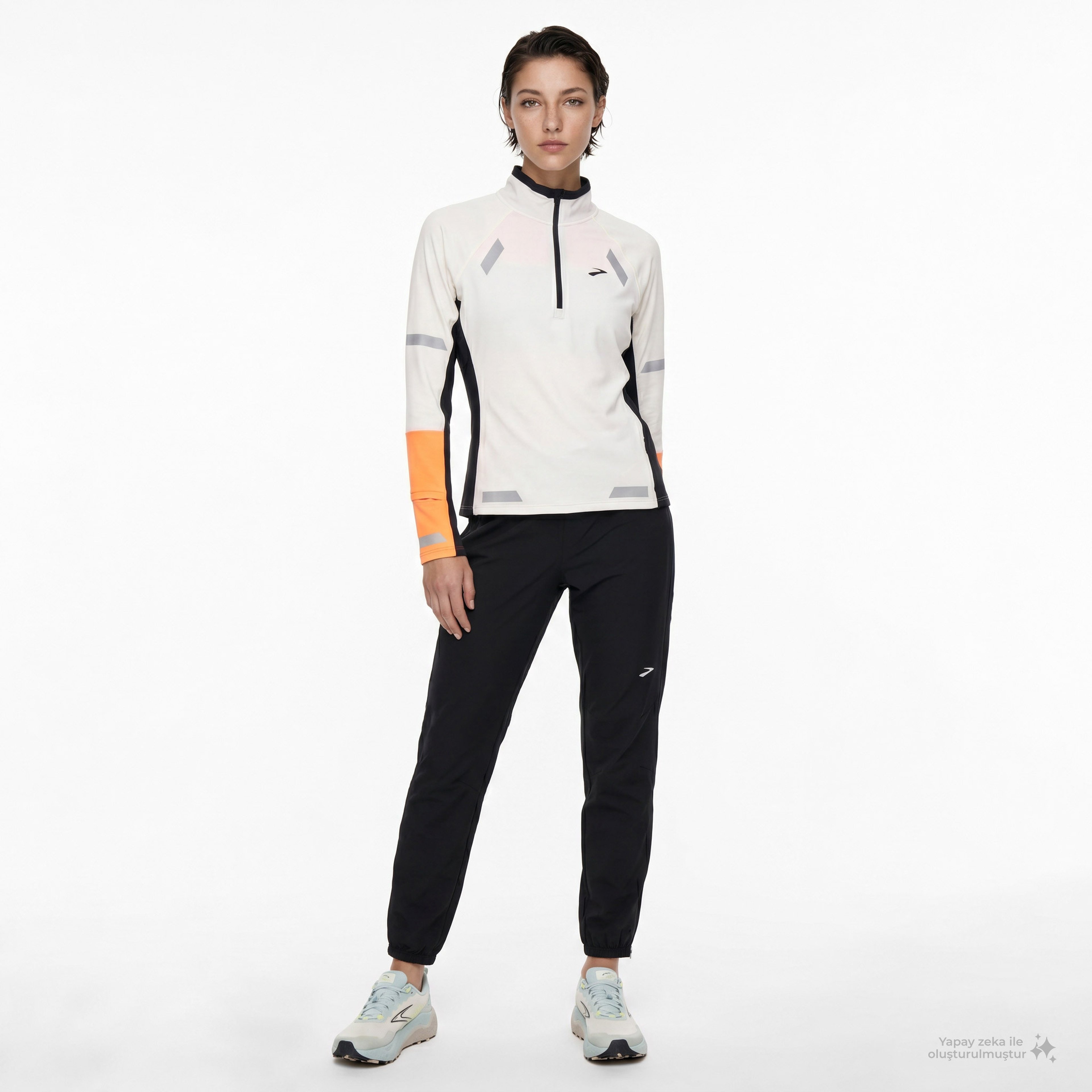 Brooks Run Visible 1/2 Zip 2.0 Kadın Beyaz T-Shirt