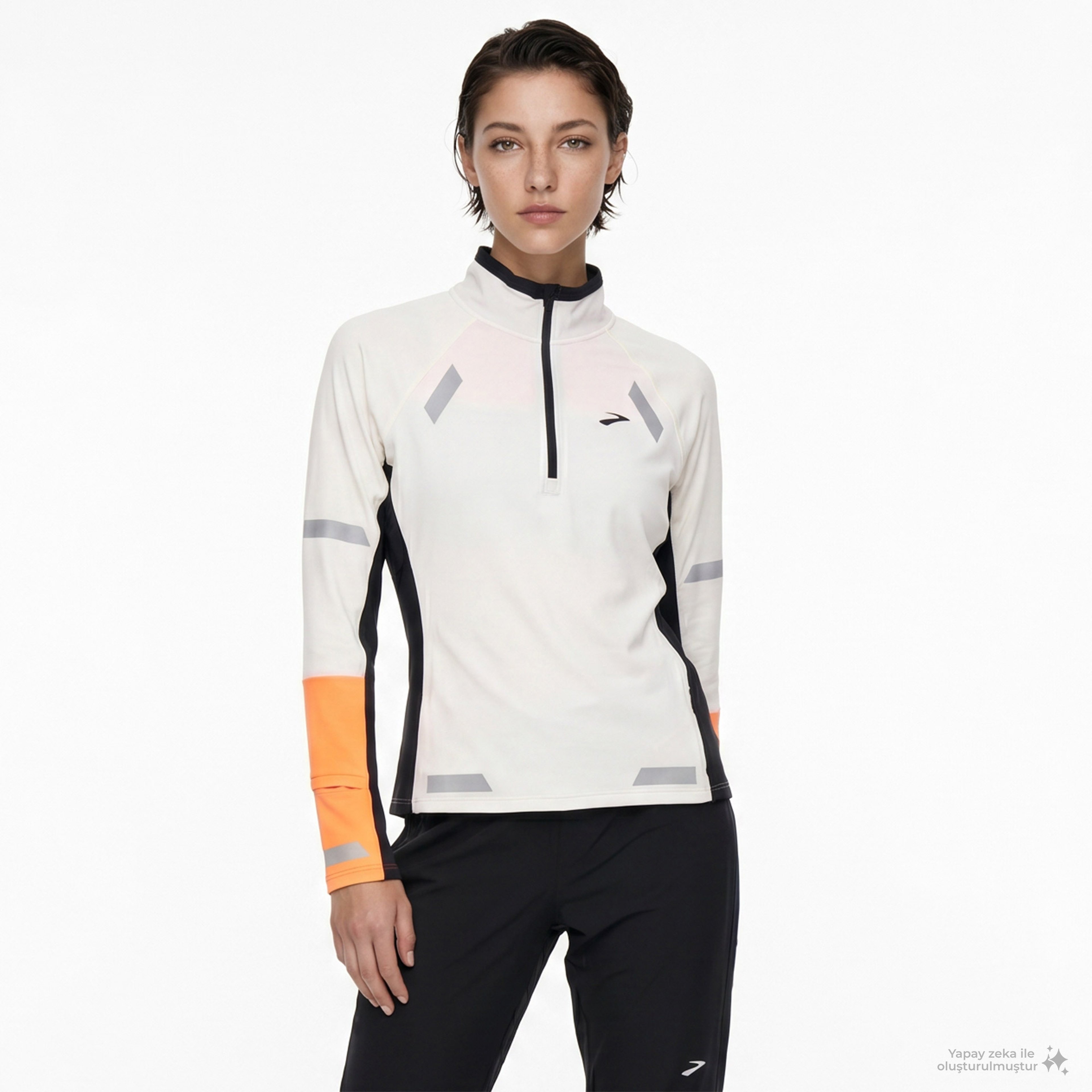 Brooks Run Visible 1/2 Zip 2.0 Kadın Beyaz T-Shirt