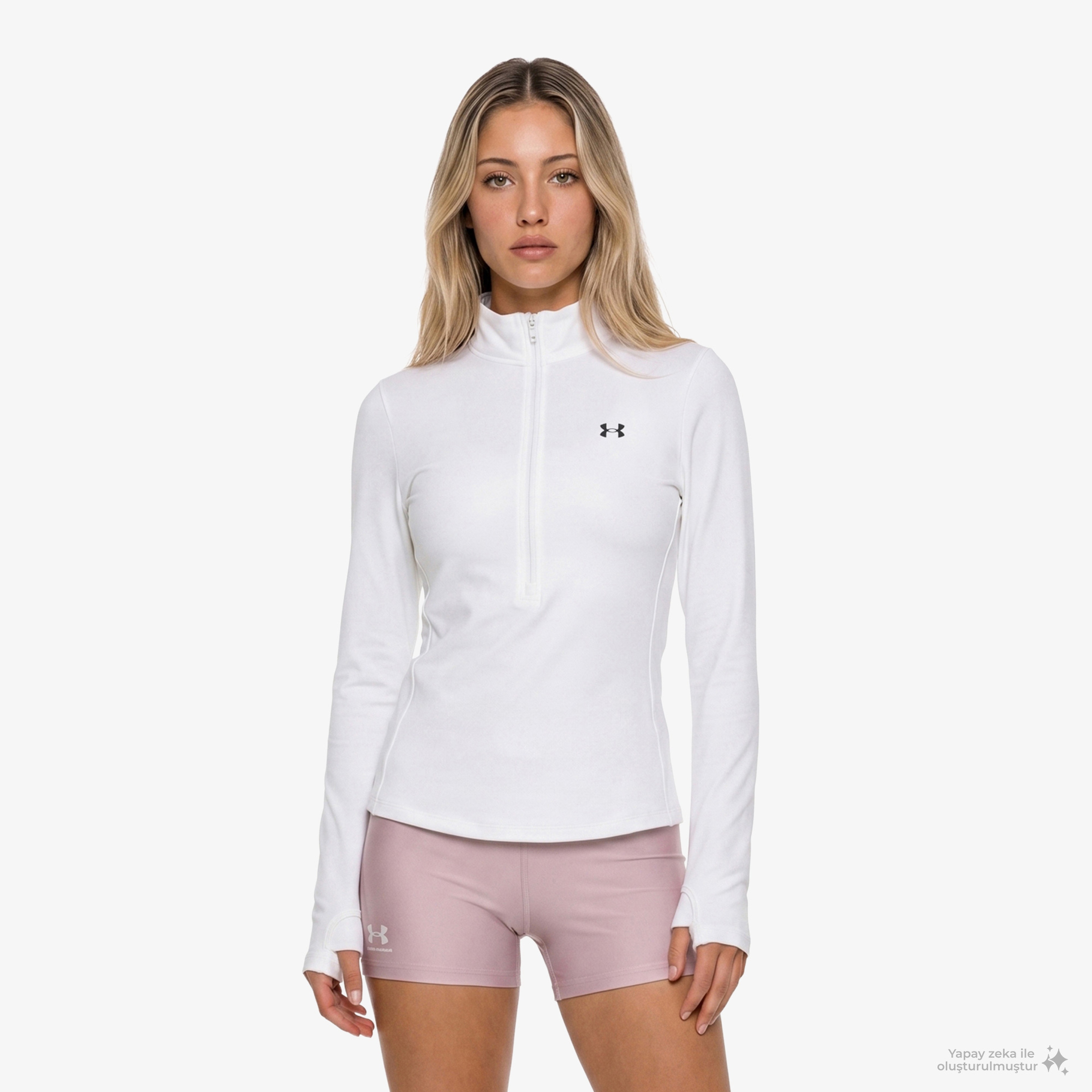 Under Armour Motion 1/2 Zip Emea Kadın Beyaz Antrenman Sweatshirt