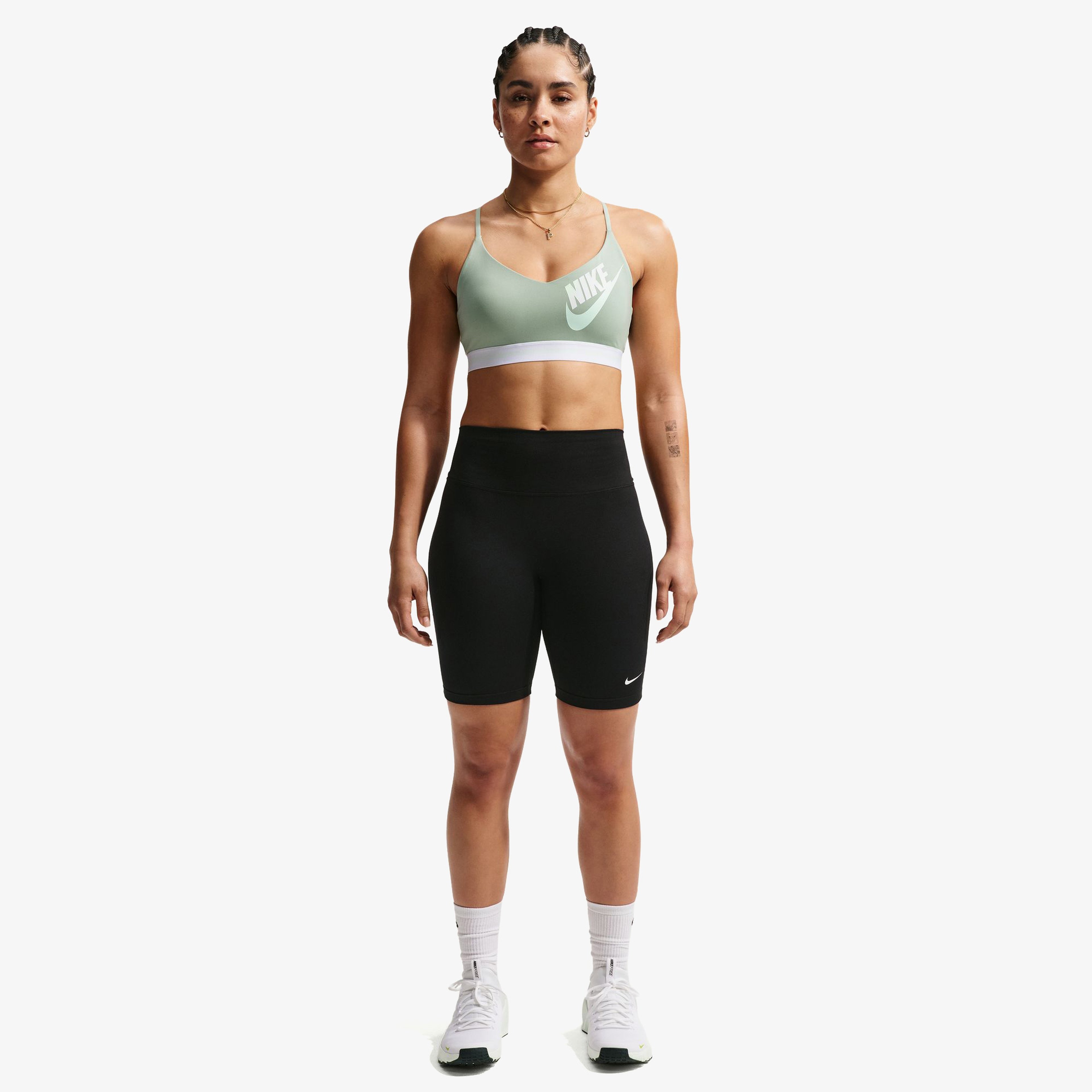 Nike Indy Ls Logo Kadın Beyaz Antrenman Bra