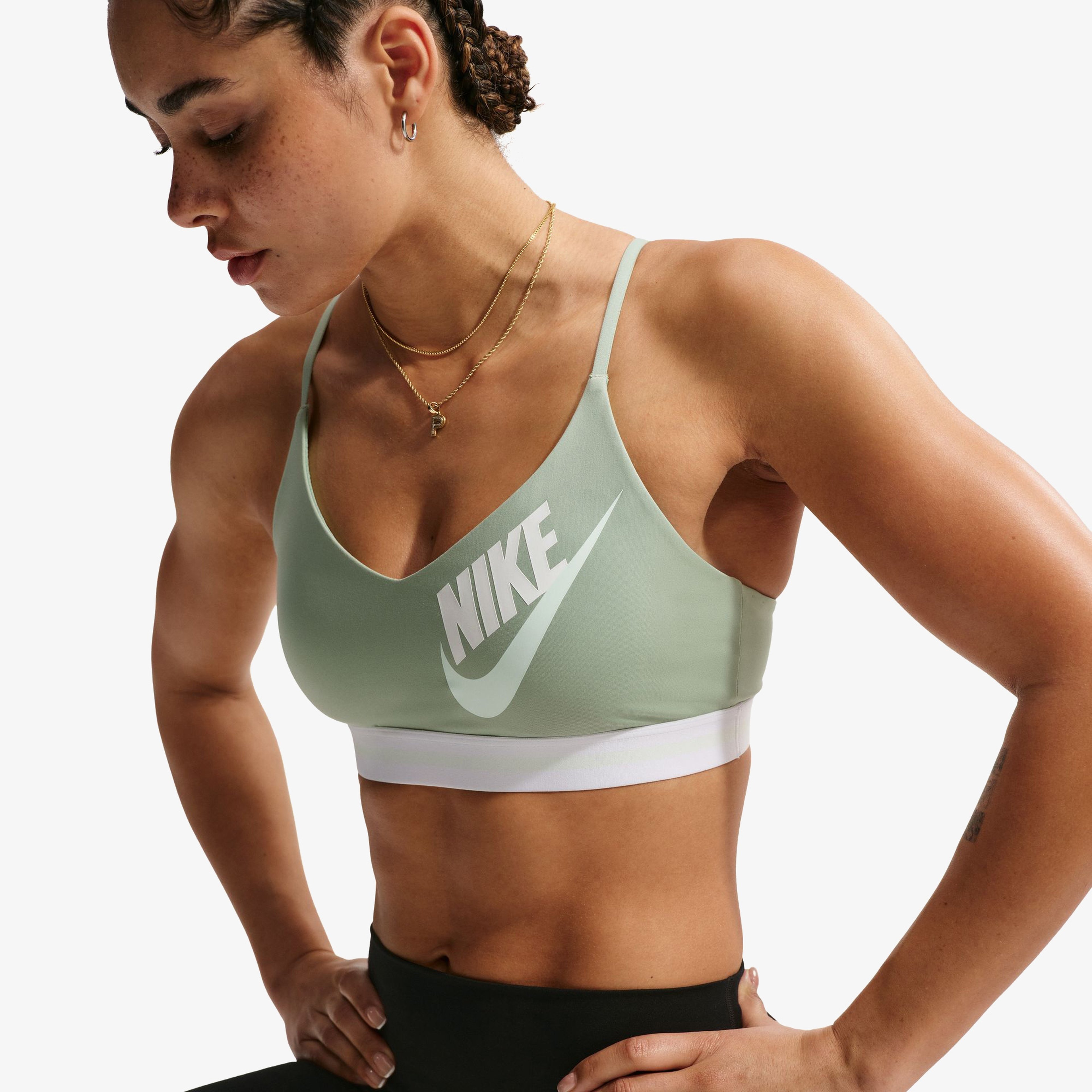 Nike Indy Ls Logo Kadın Beyaz Antrenman Bra