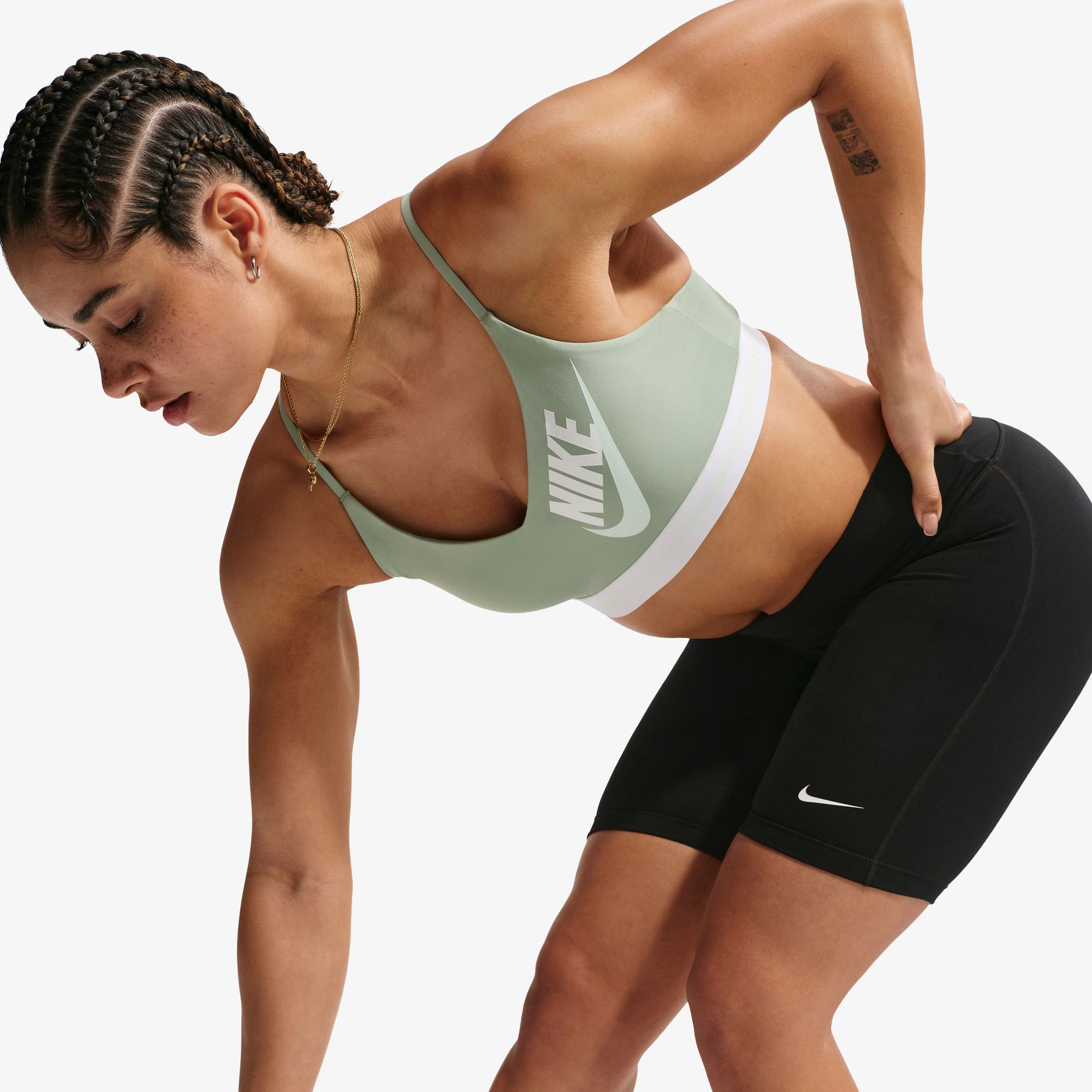 Nike Indy Ls Logo Kadın Beyaz Antrenman Bra